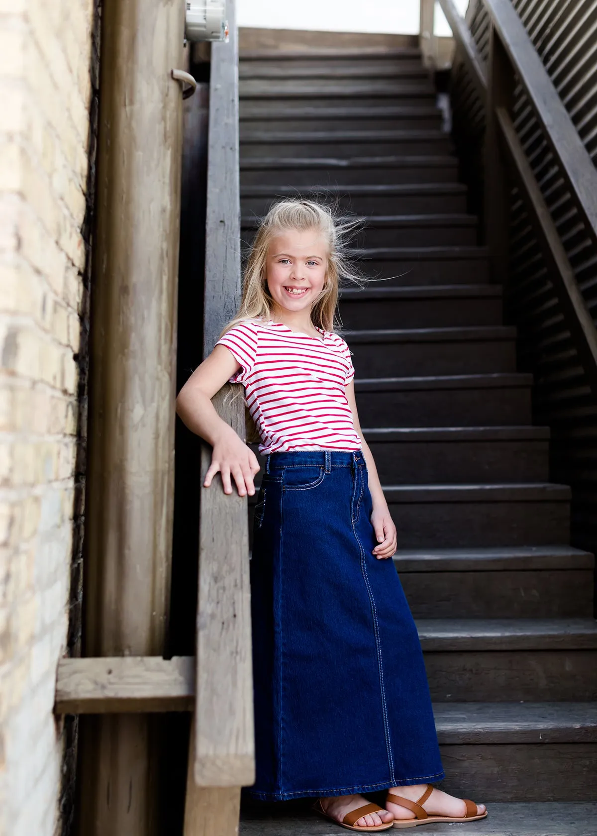 Classic Long Denim Skirt