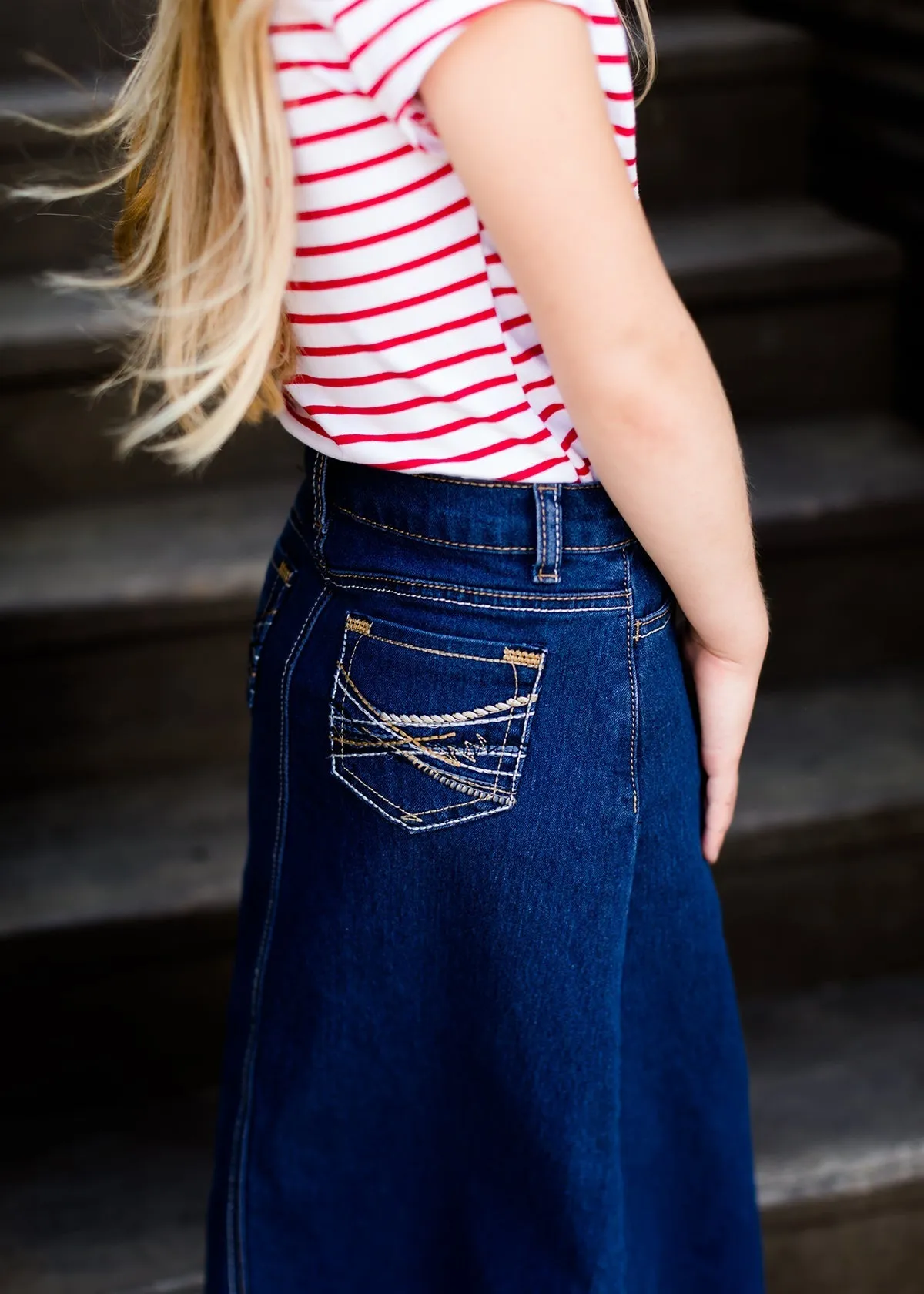 Classic Long Denim Skirt