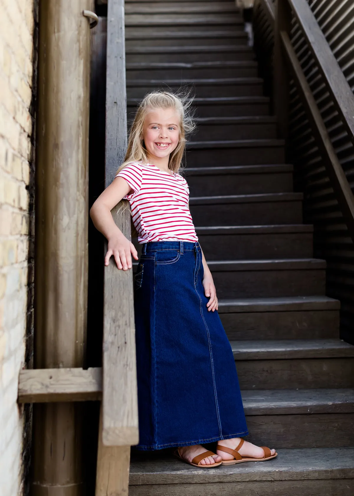 Classic Long Denim Skirt