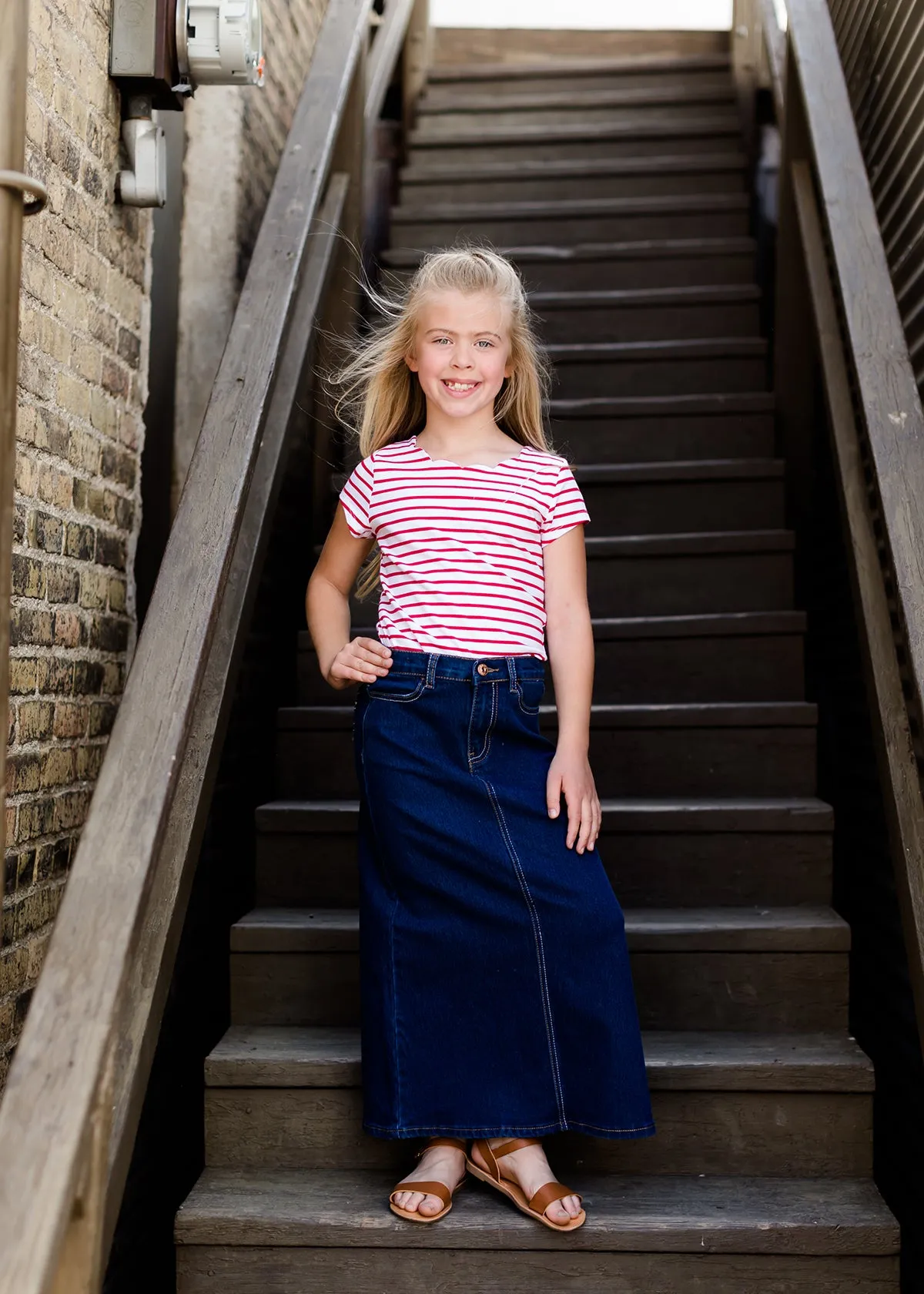 Classic Long Denim Skirt