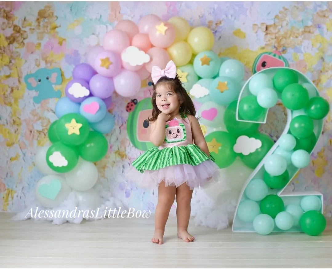 CocoMelon inspired tutu Romper in pastel colors