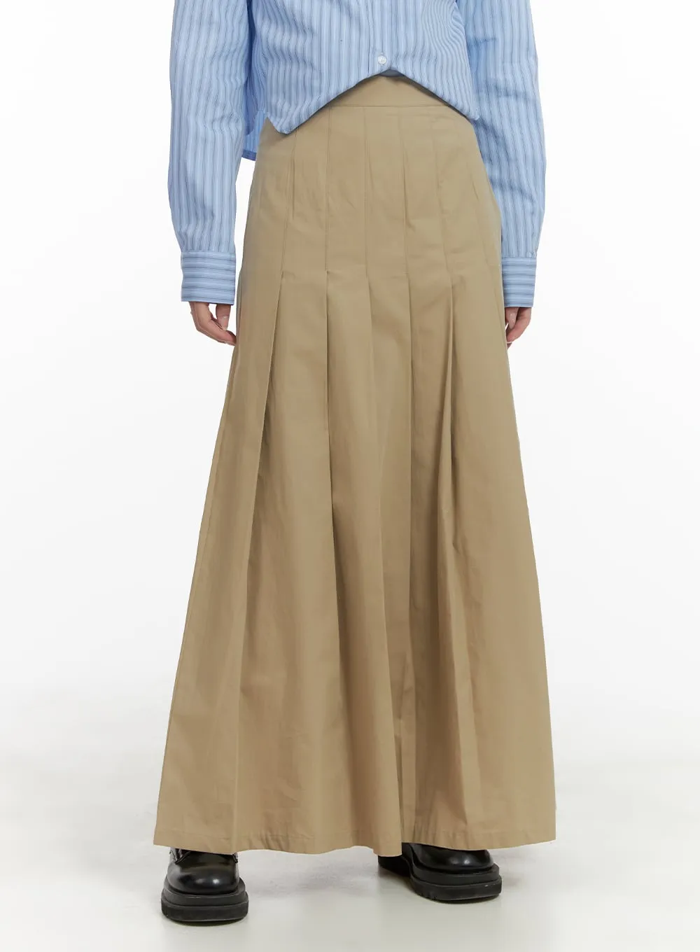 Cotton Pleated Maxi Skirt CA408