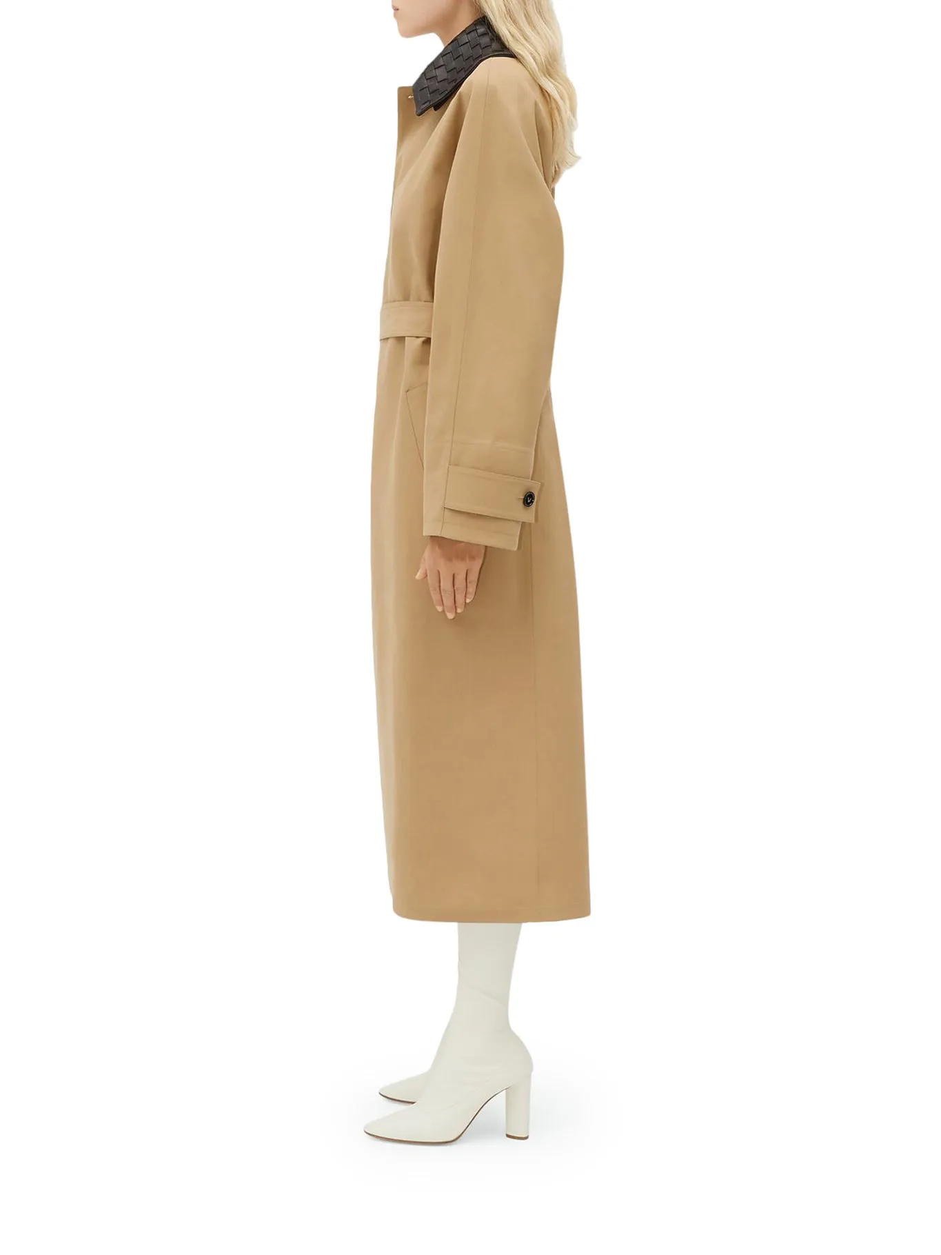 Cotton trench coat with braided collar