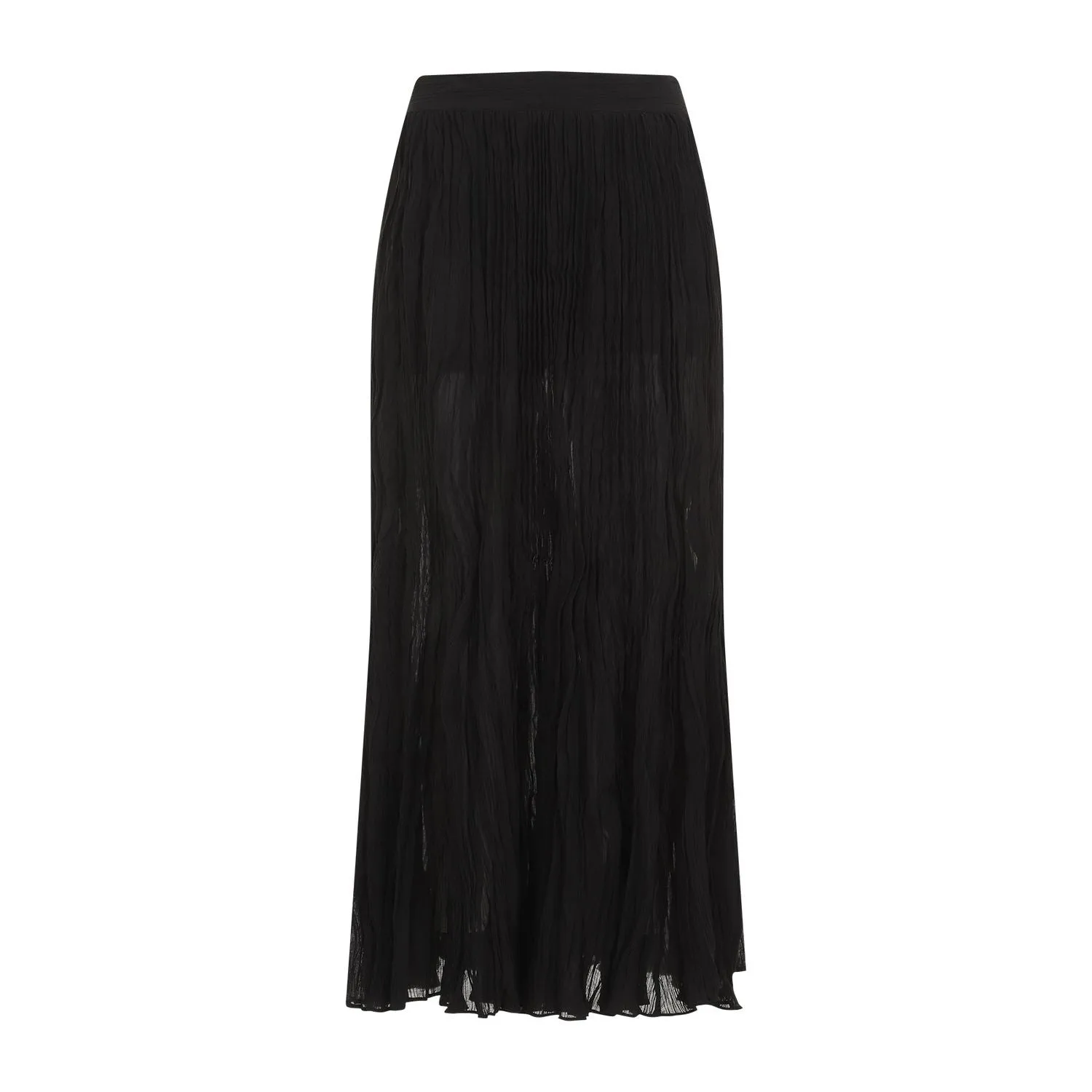 CRINKLED PLISSE MIDI SKIRT