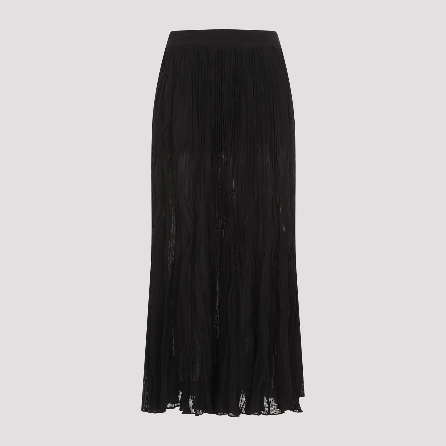 CRINKLED PLISSE MIDI SKIRT