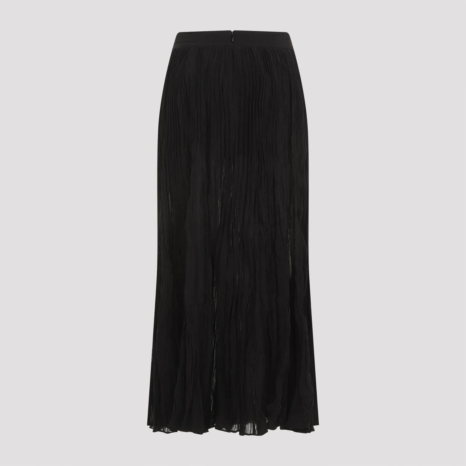 CRINKLED PLISSE MIDI SKIRT