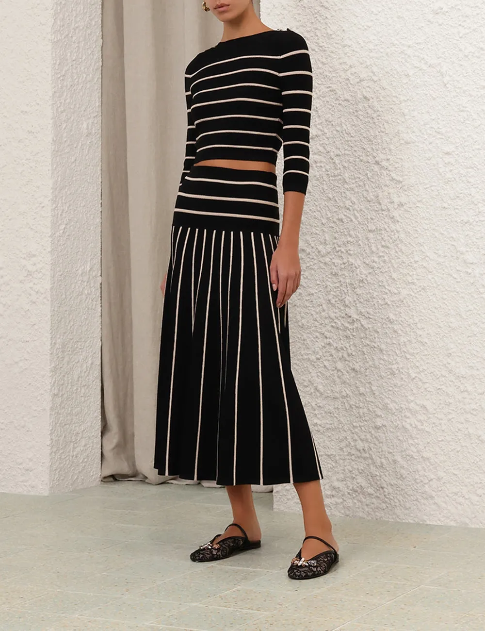 Crush Stripe Midi Skirt