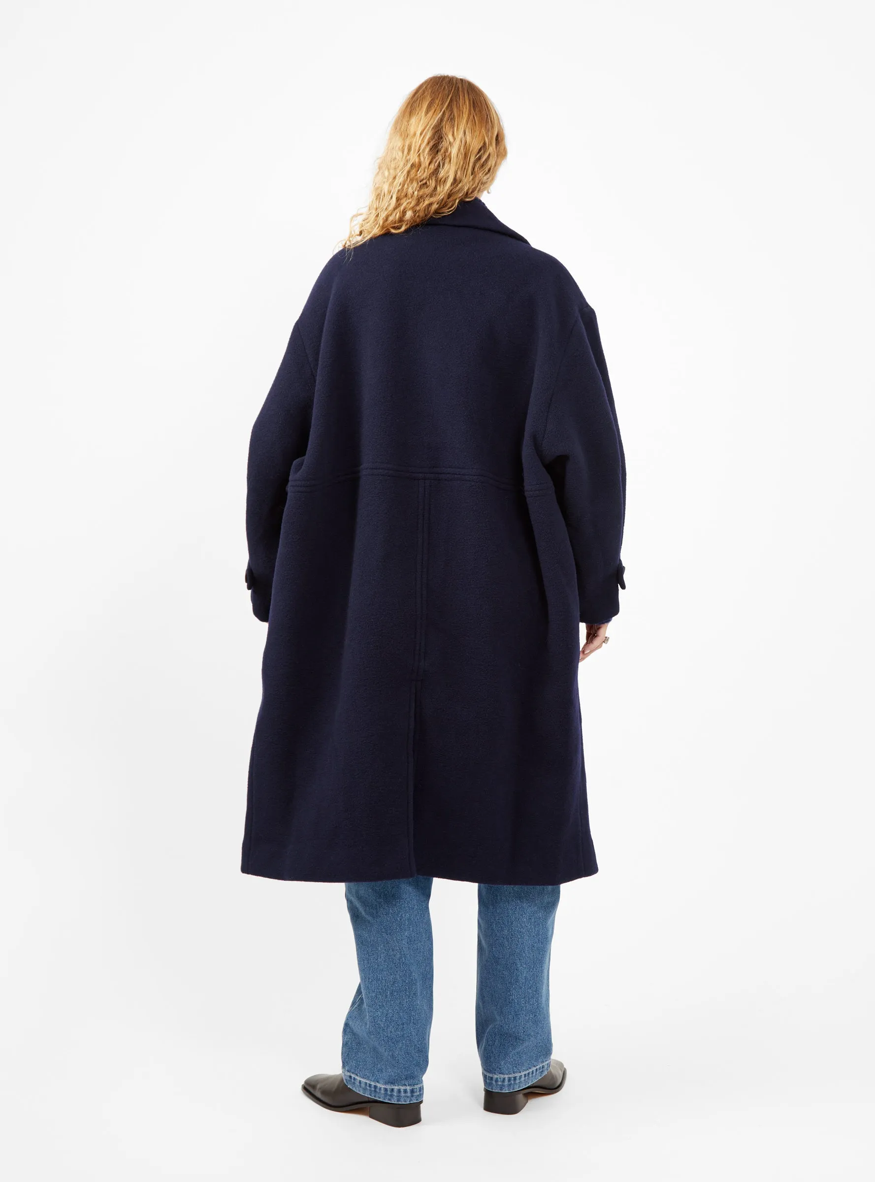 Cuffed Wool Coat Navy