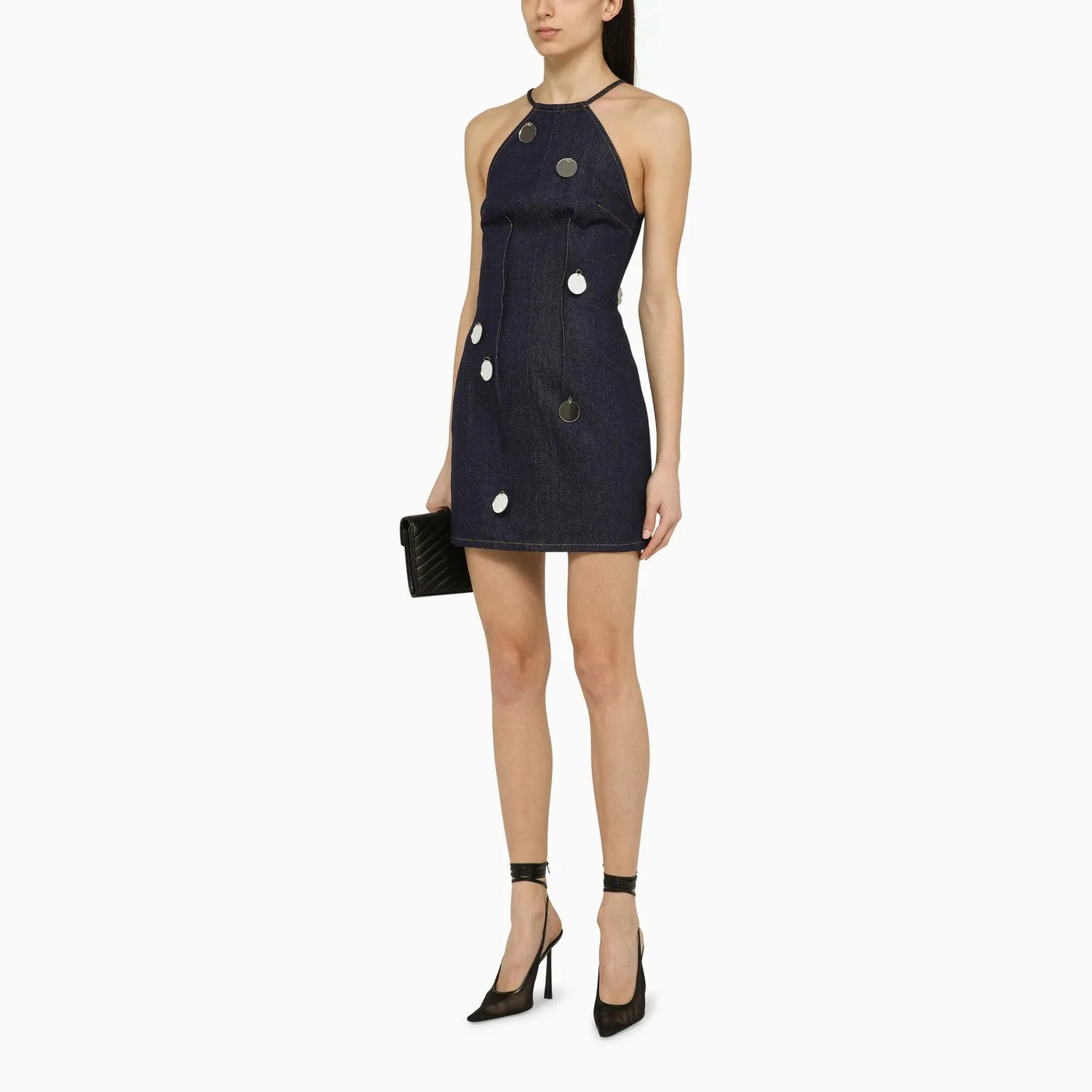 David Koma    David Koma Blue Denim Mini Dress With Mirrors