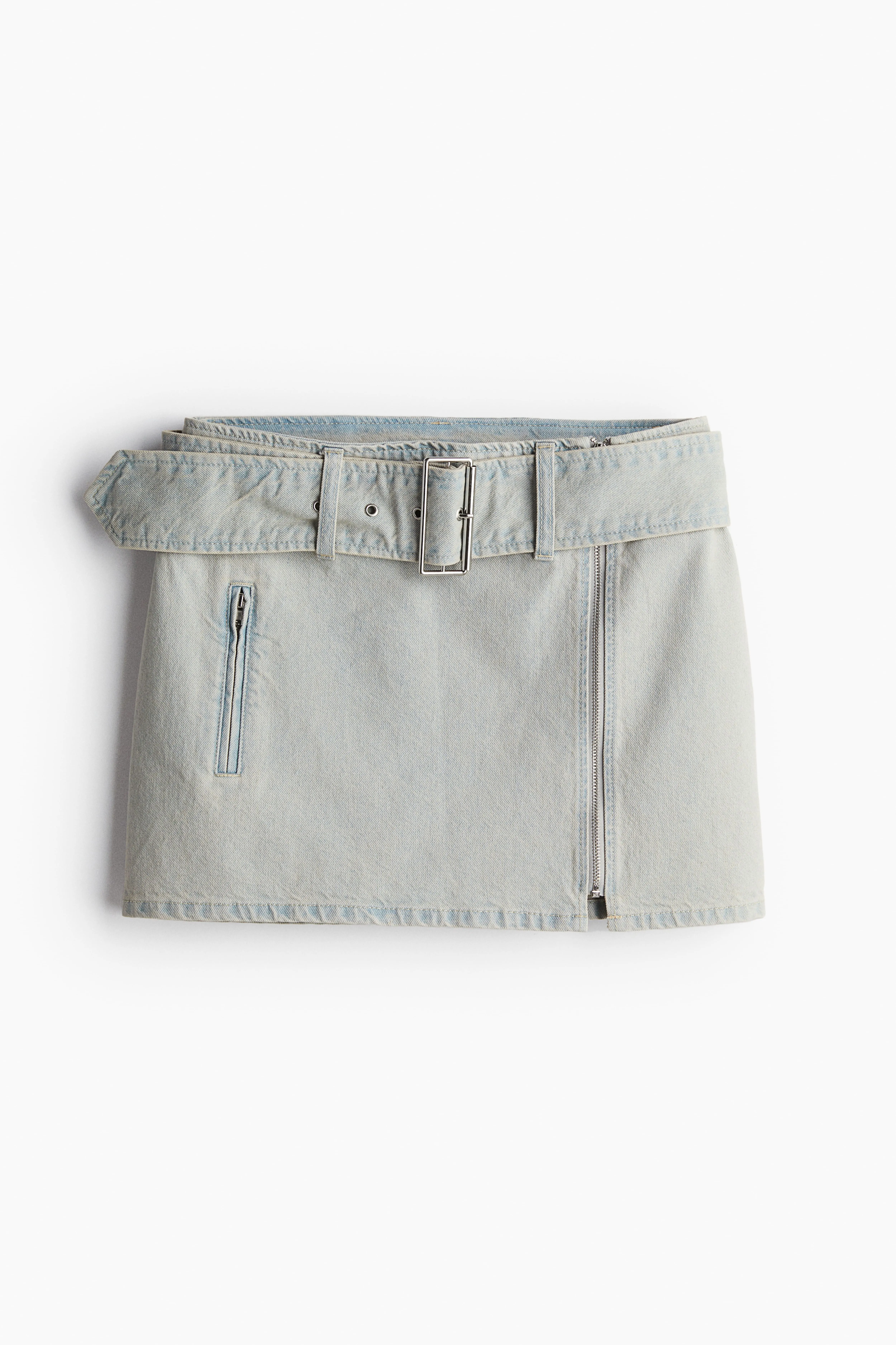 Denim mini skirt - Regular waist - Mini - Pale denim blue - Ladies | H&M GB