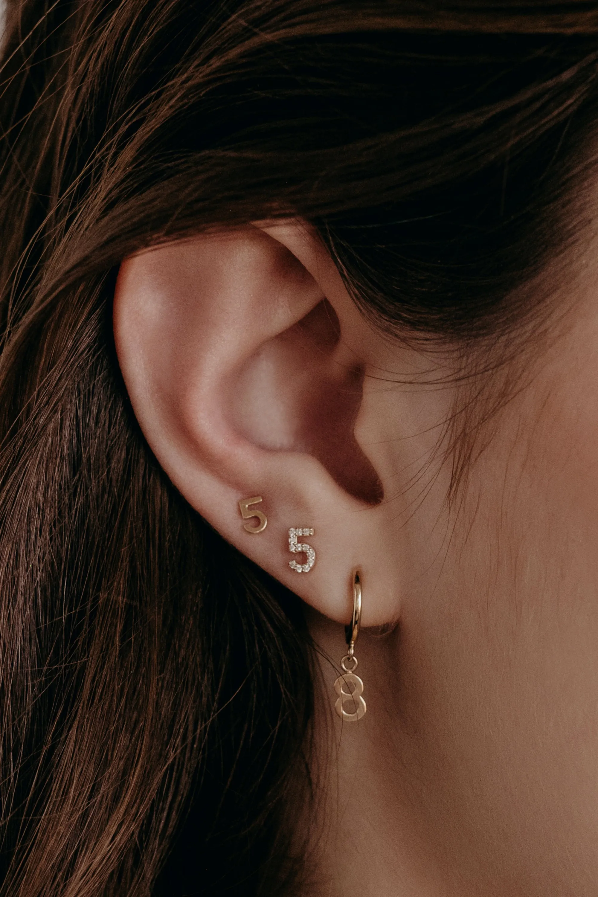 Diamond Number Earring