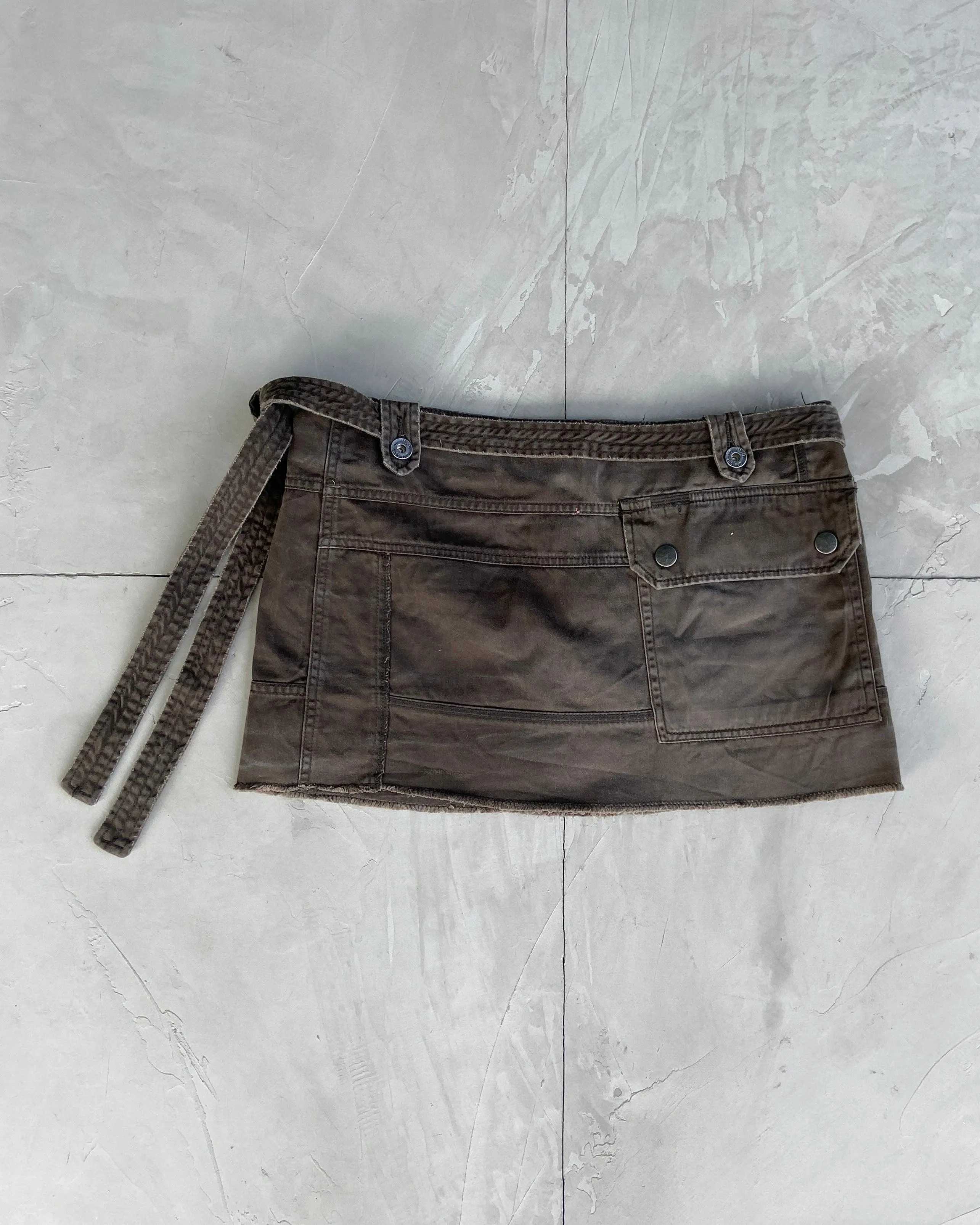 DIESEL 00'S KHAKI WRAP MINI SKIRT - M