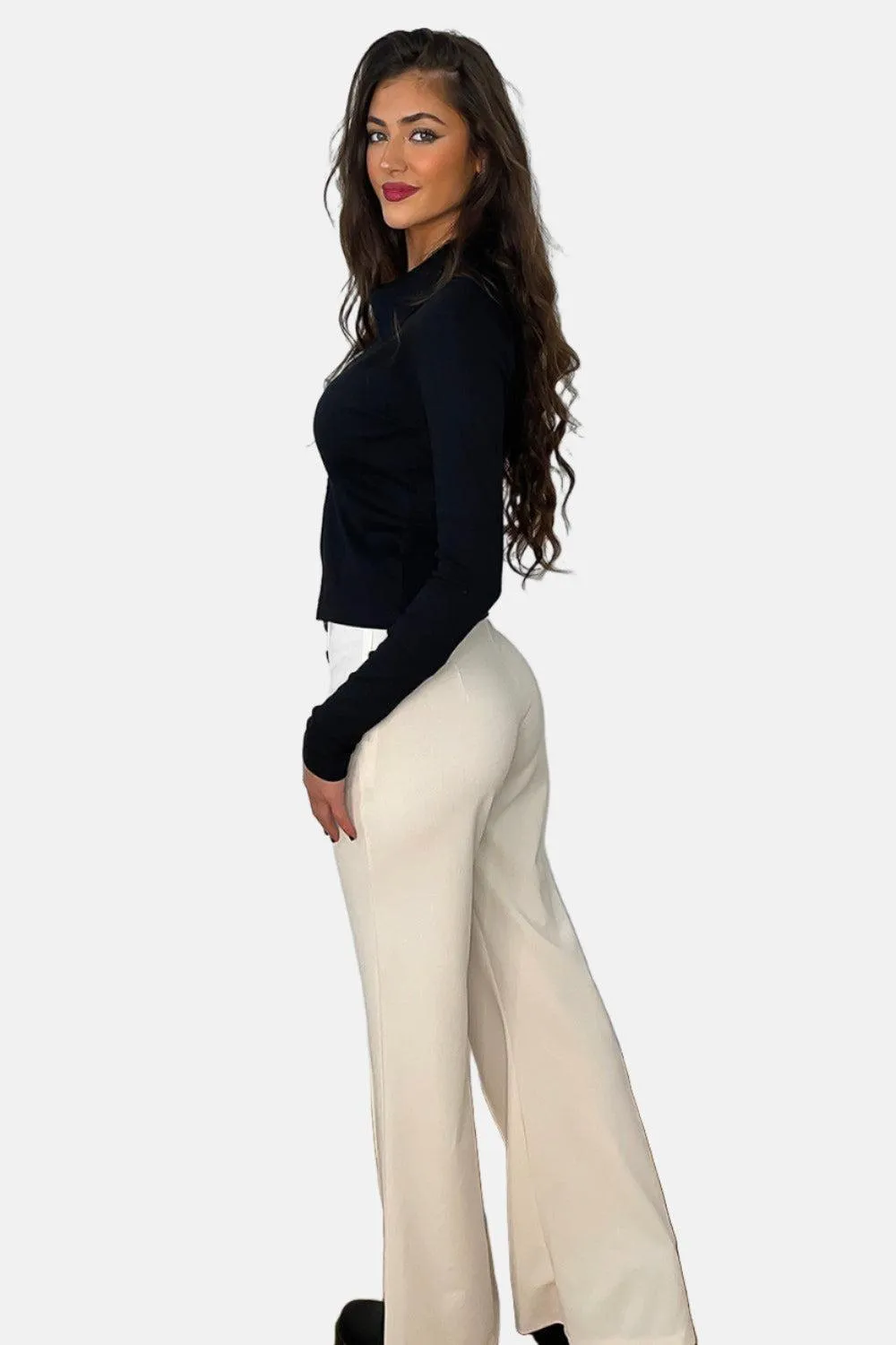 Double Breasted Buttons Details High Waist Trousers