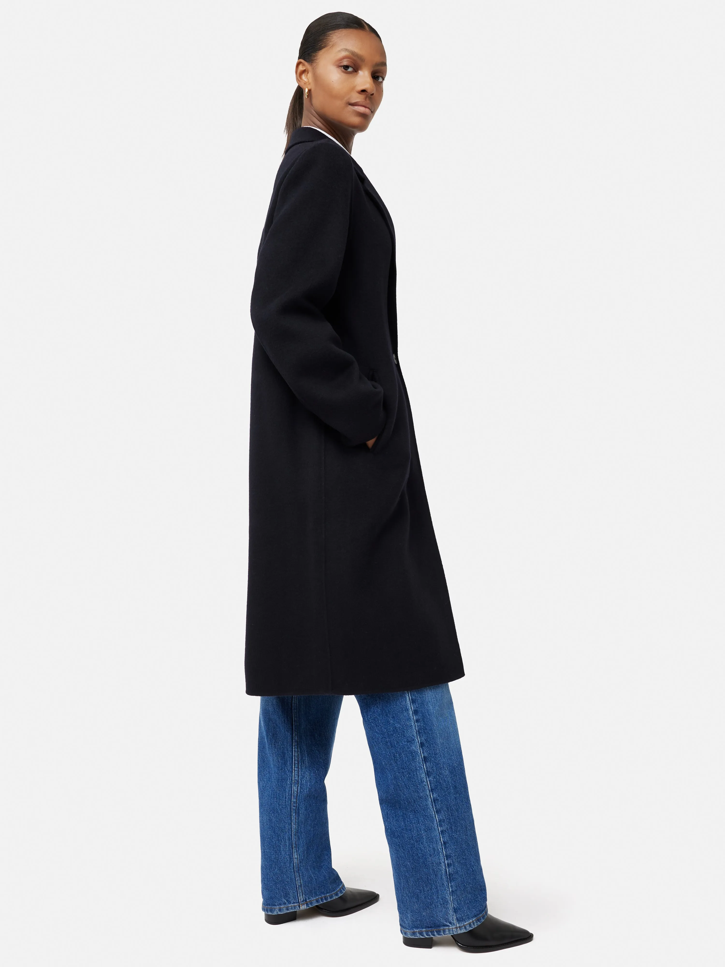 Double Face Wool Coat | Navy