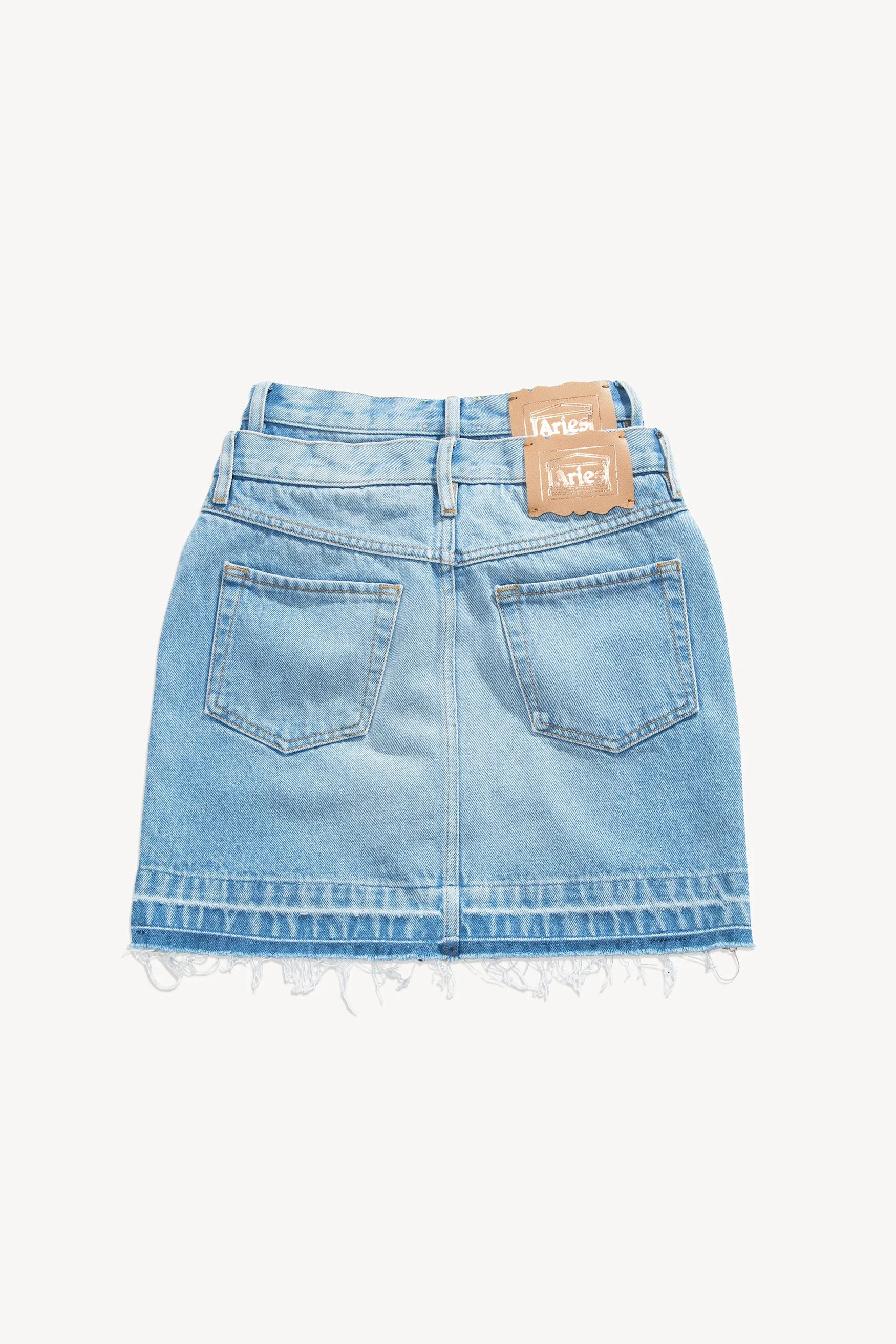 Double Waistband Denim Skirt