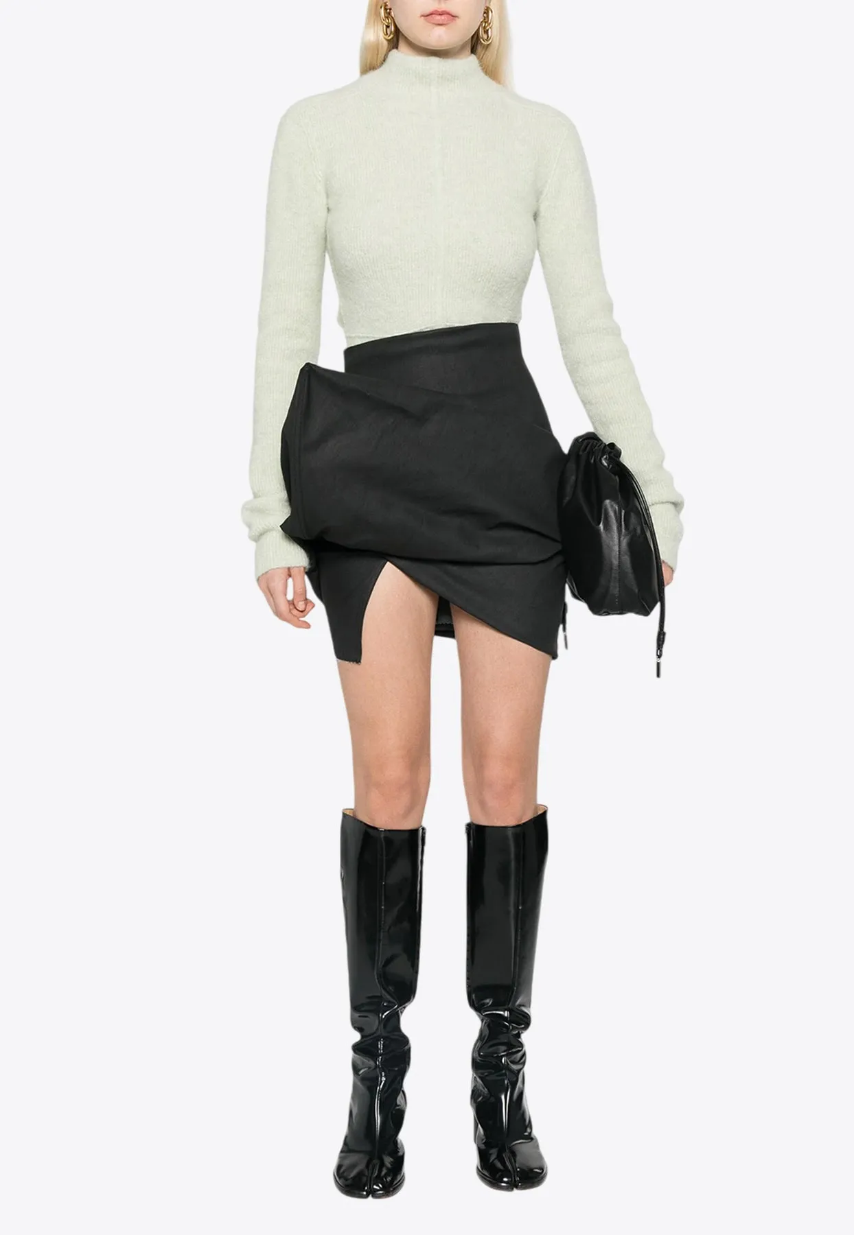 Draped Asymmetric Mini Skirt