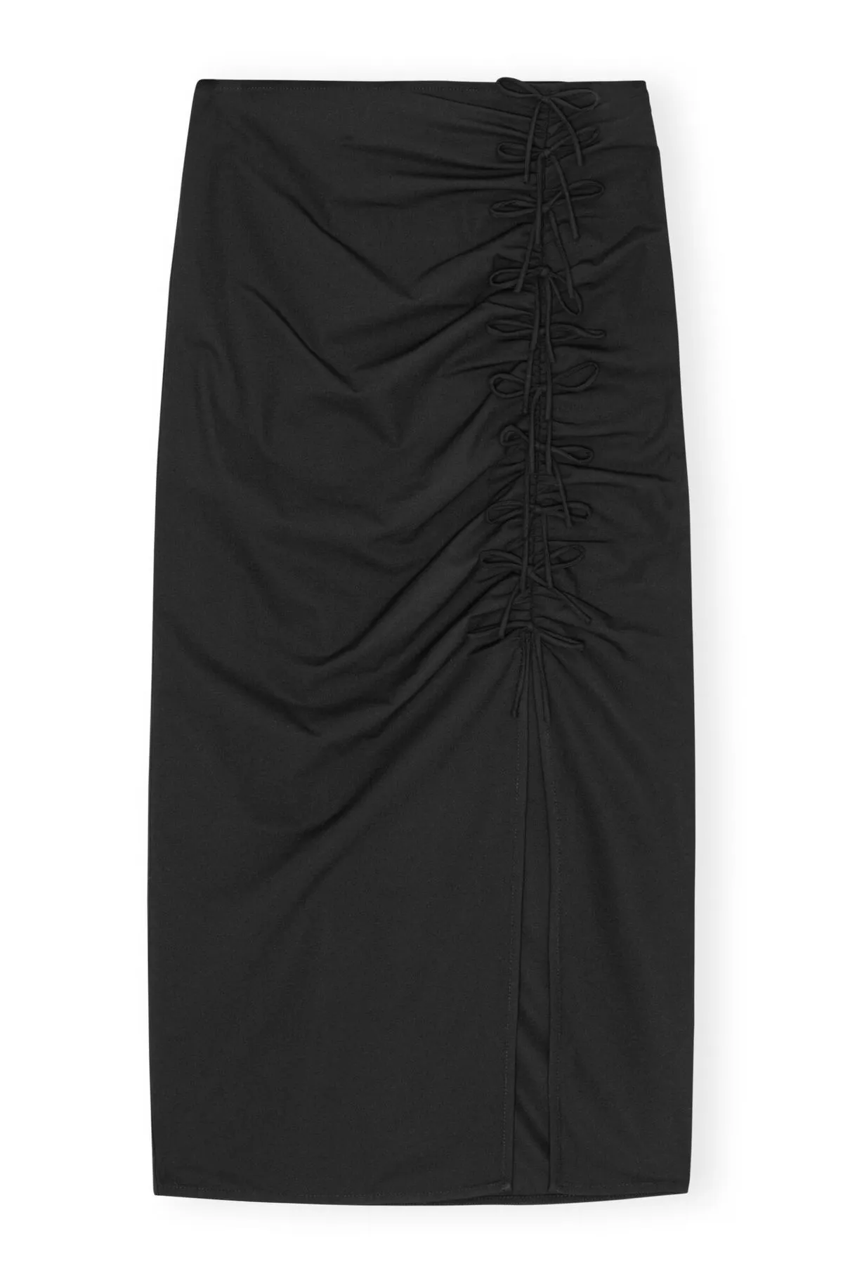 DRAPEY MELANGE MIDI SKIRT - Black