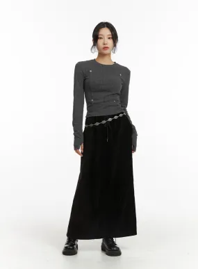 Drawstring Waist Maxi Skirt CJ417