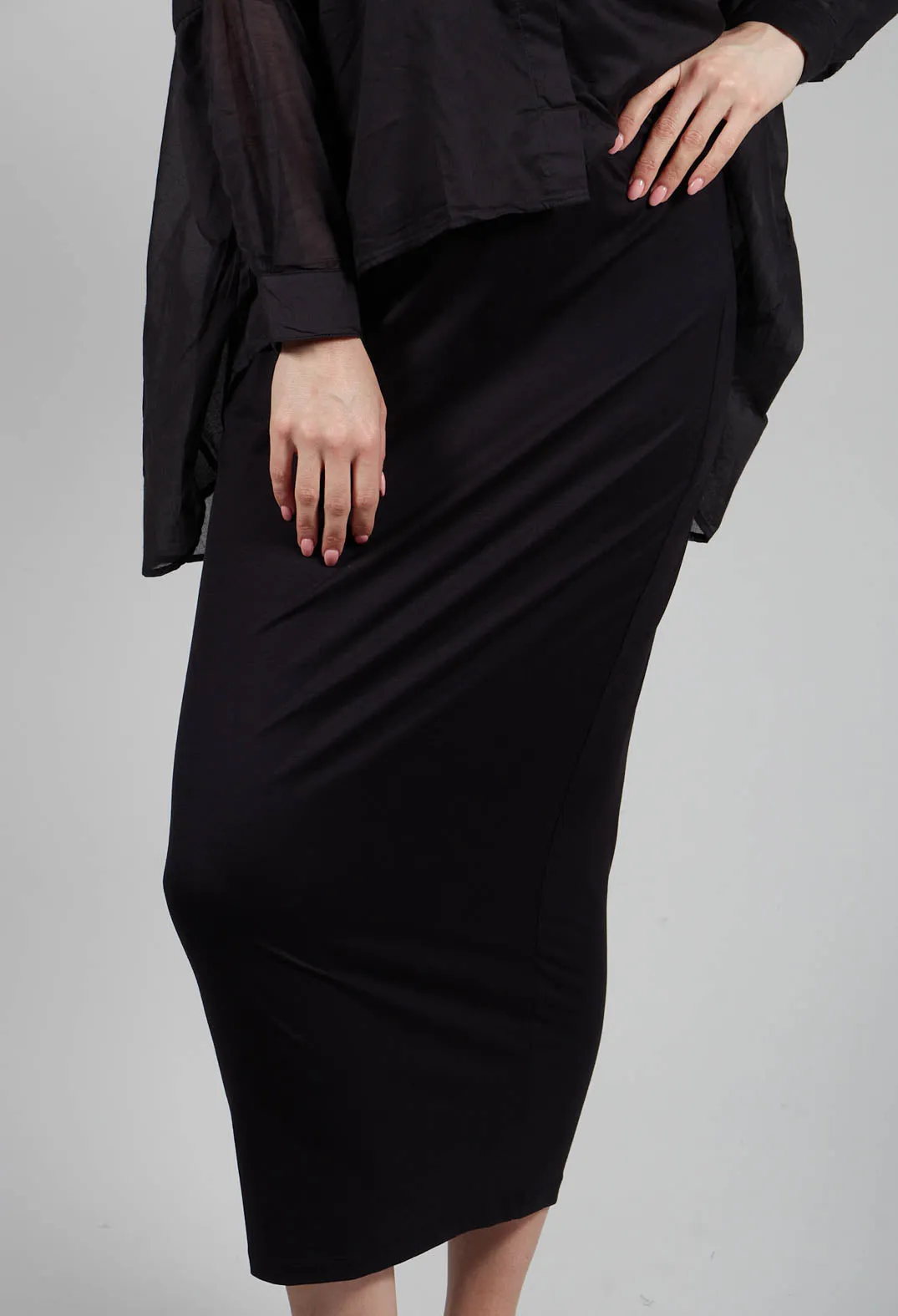 Elasticated Jersey Skirt in Black