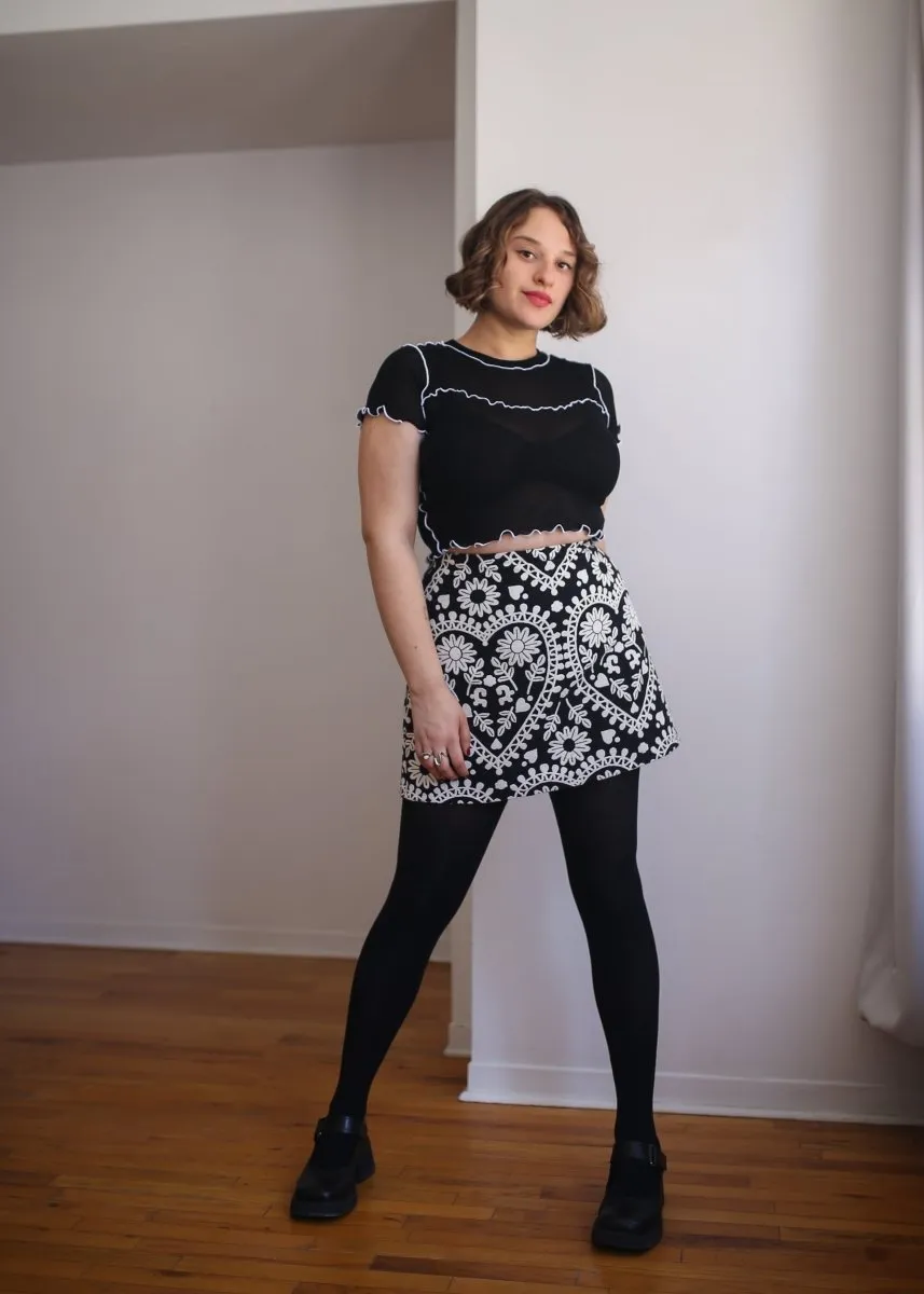 Eliza Faulkner Tara Skirt  (Black & White Jacquard)