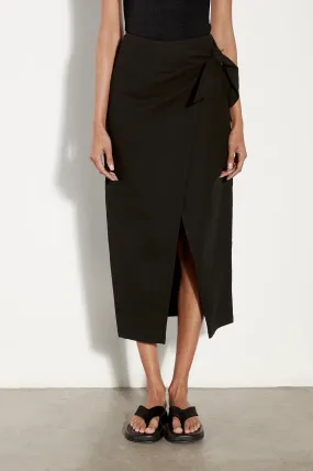 Enza Costa Linen Wrap Skirt in Black 