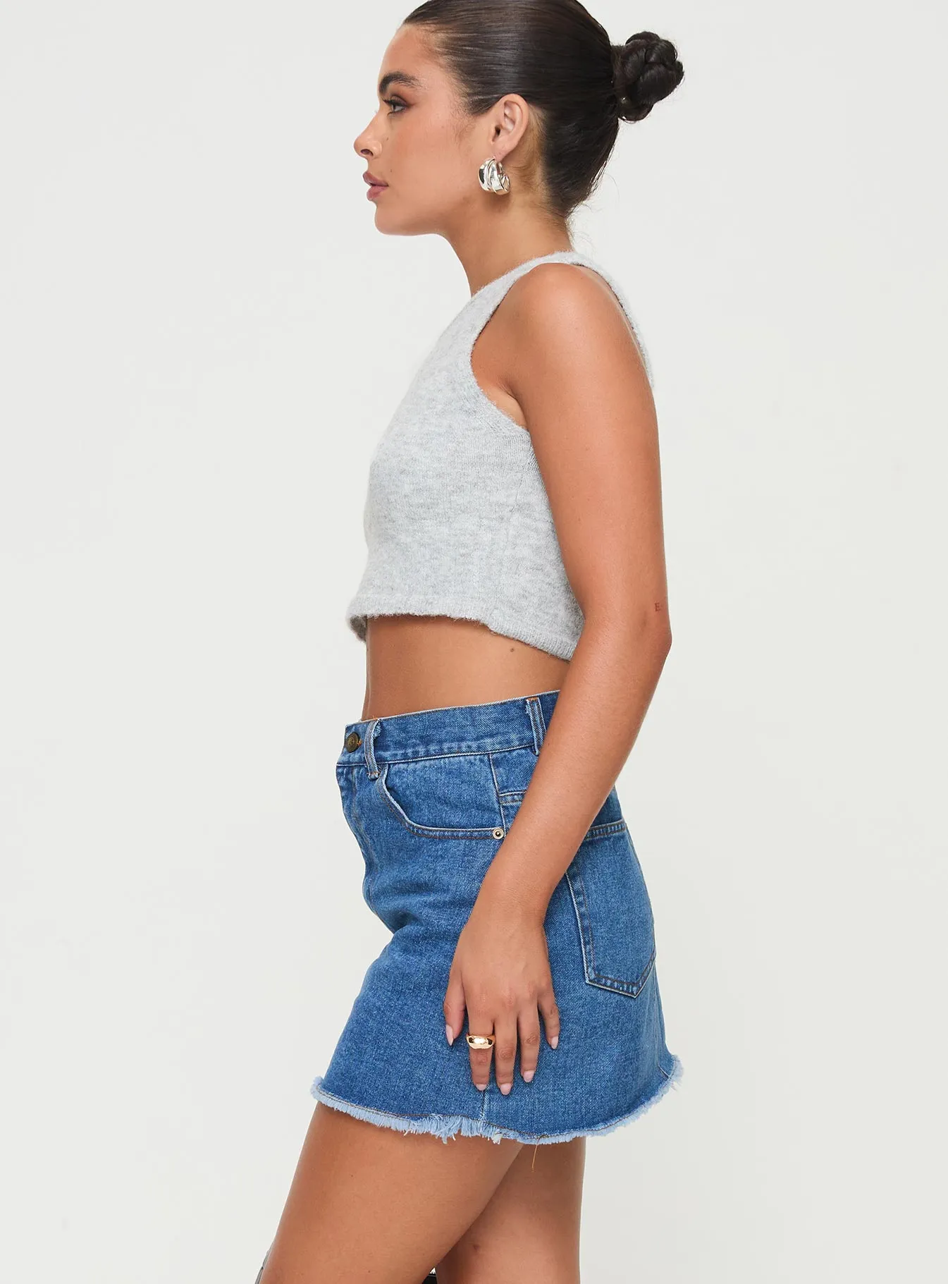 Eren Denim Mini Skirt Mid Wash