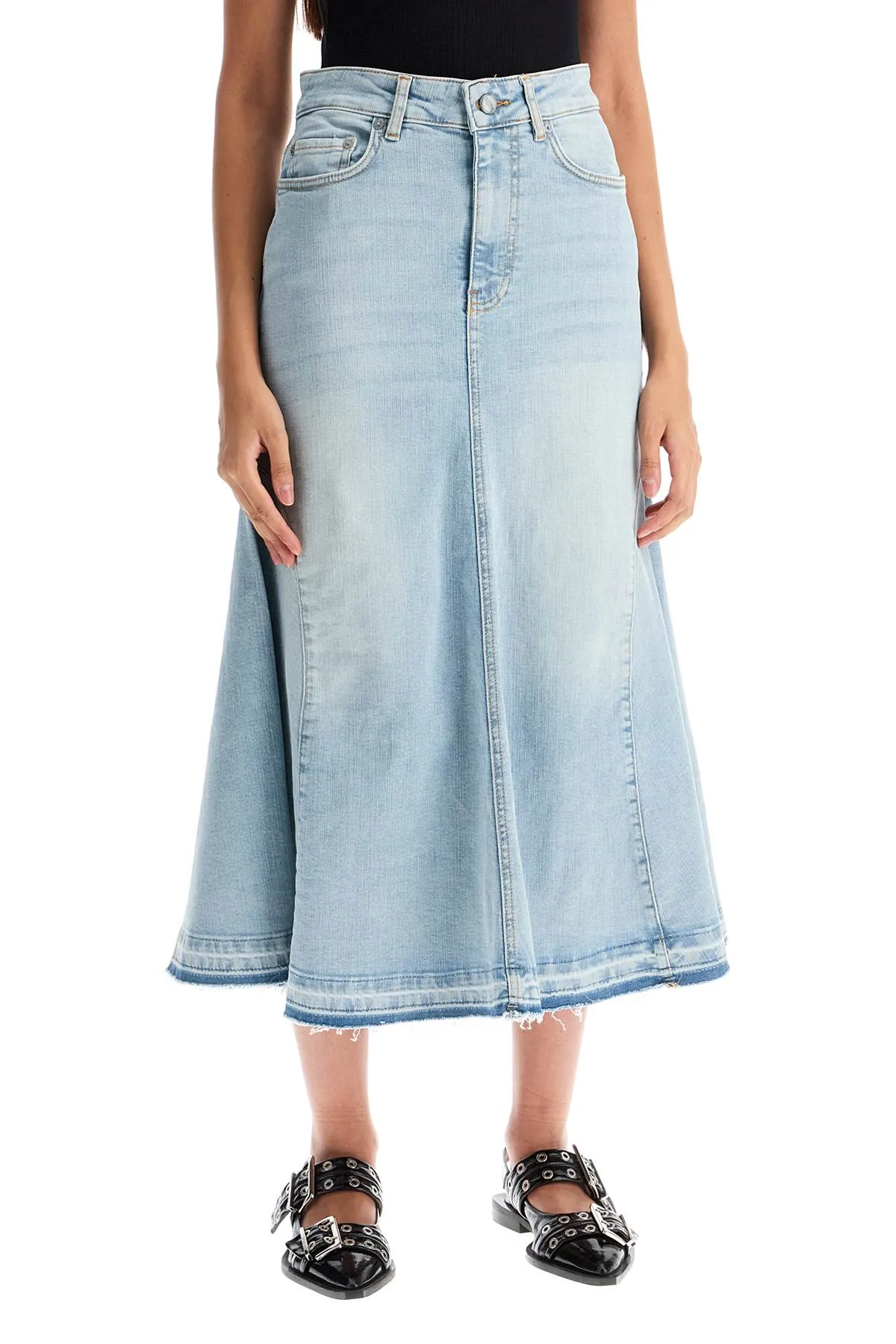 flared denim skirt. J1474 TINT WASH