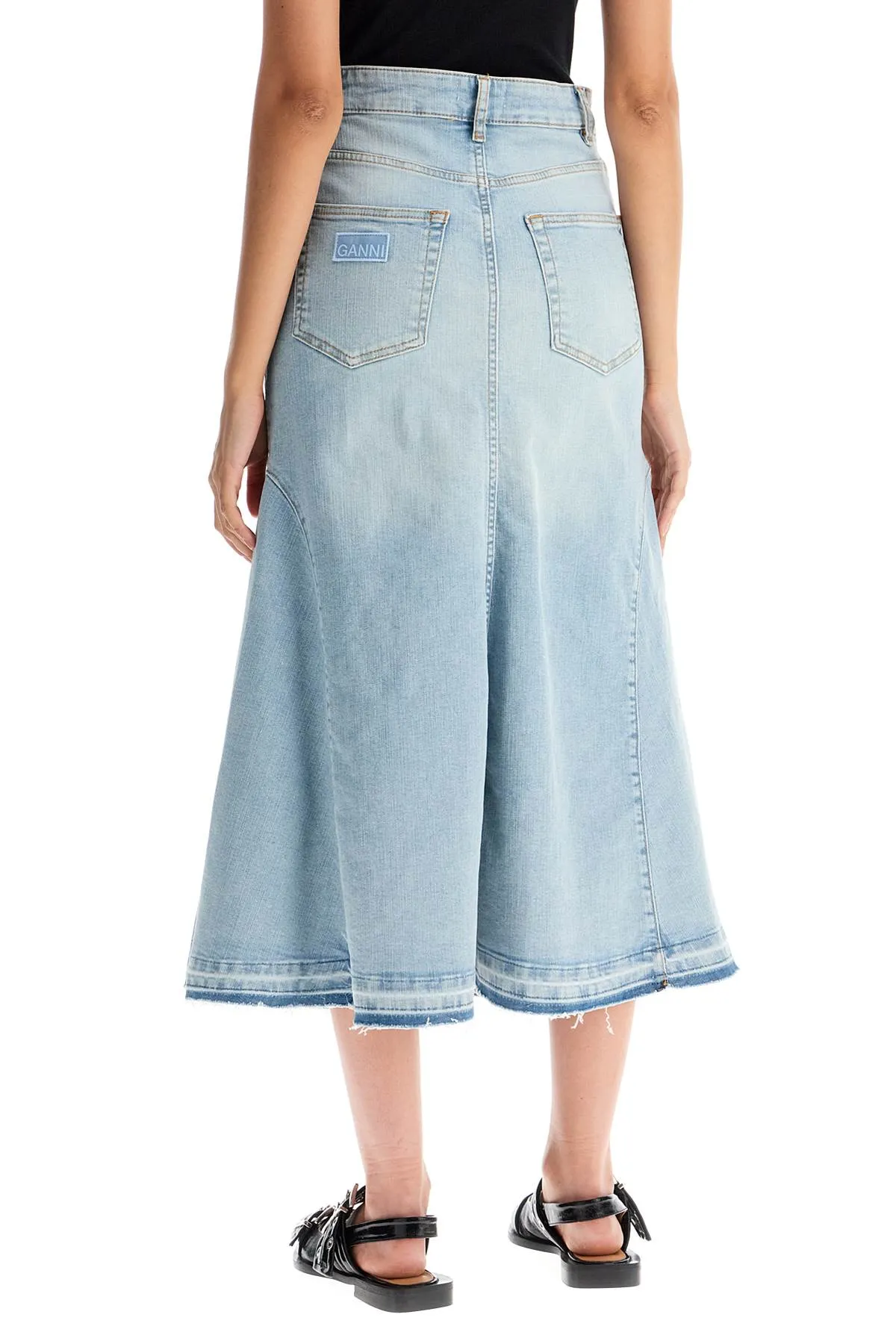 flared denim skirt. J1474 TINT WASH