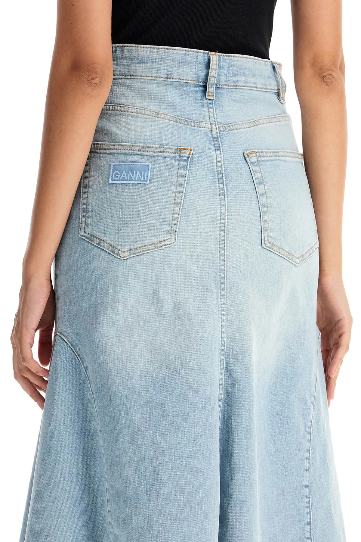 flared denim skirt. J1474 TINT WASH