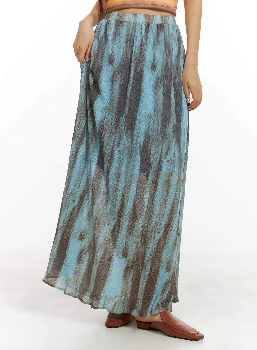 Flowy Graphic Maxi Skirt CA415