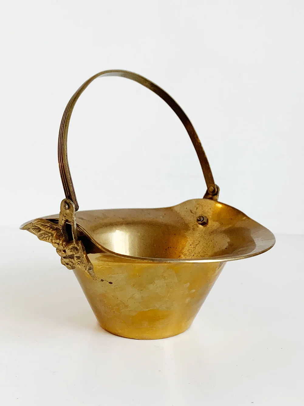 Fluted Top Brass Handled Basket