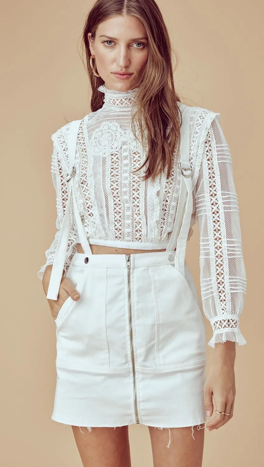 For Love and Lemons Monika Overalls Mini Skirt