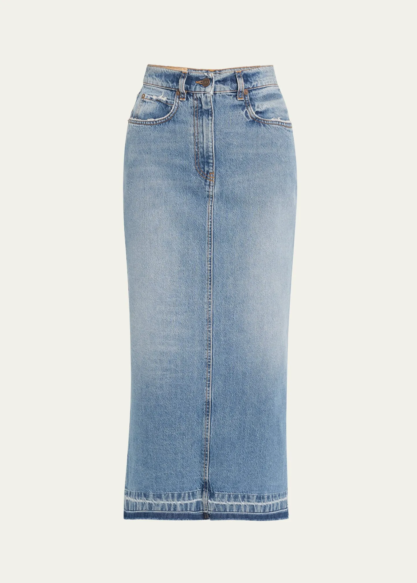 FORTELA Long Back Slit Denim Skirt