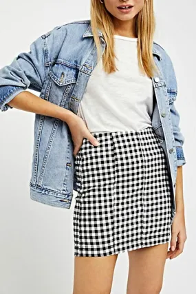 Free People Black Gingham Mini Skirt