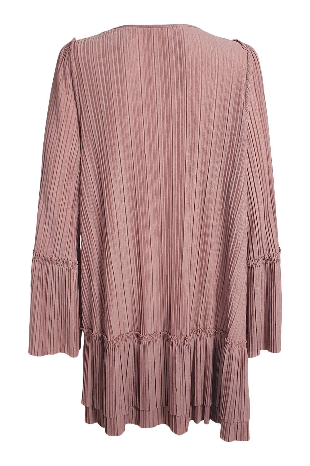 FREE PEOPLE DUSTY ROSE PINK V FRONT PLEATED MINI DRESS (