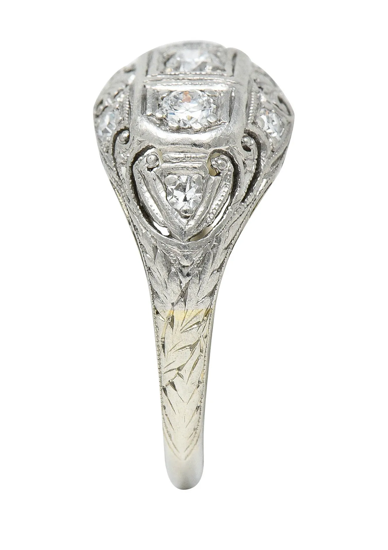 Fulmer & Co. 0.50 CTW Diamond 19 Karat White Gold Palm Leaf Bombe Band Ring