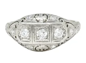 Fulmer & Co. 0.50 CTW Diamond 19 Karat White Gold Palm Leaf Bombe Band Ring