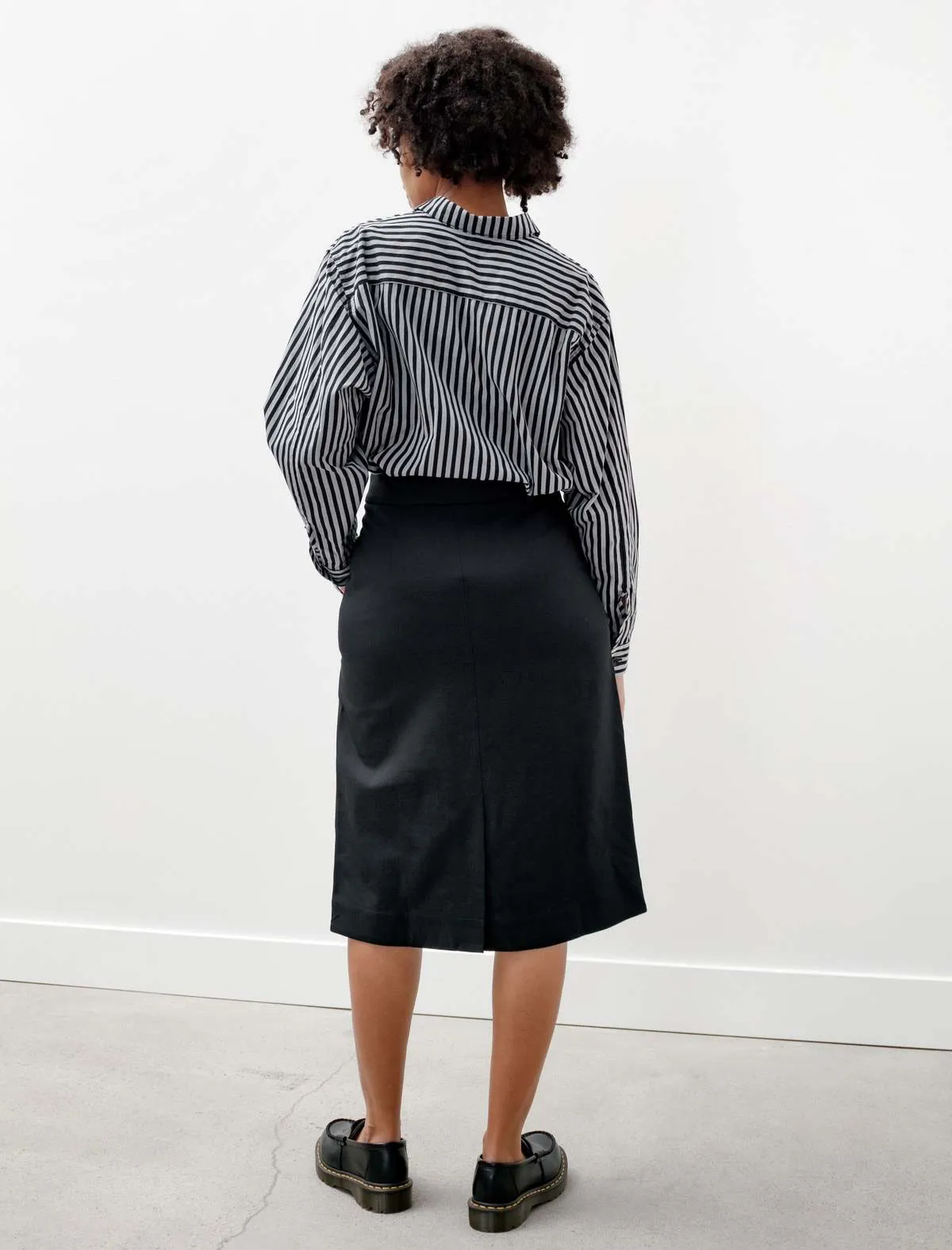 Gado Dry Wool Twill Zip Skirt - Black