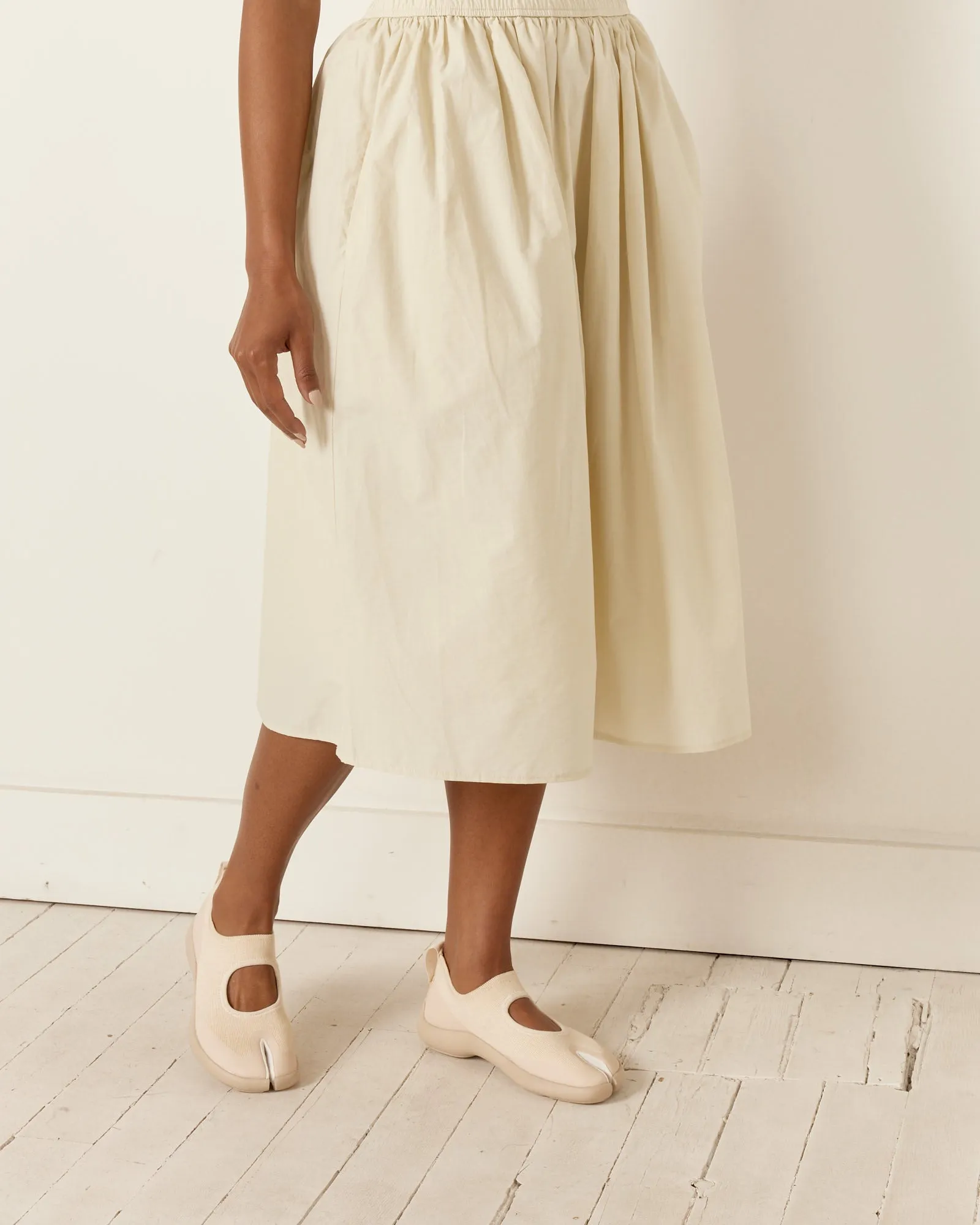 Gathered Midi Skirt in Cream