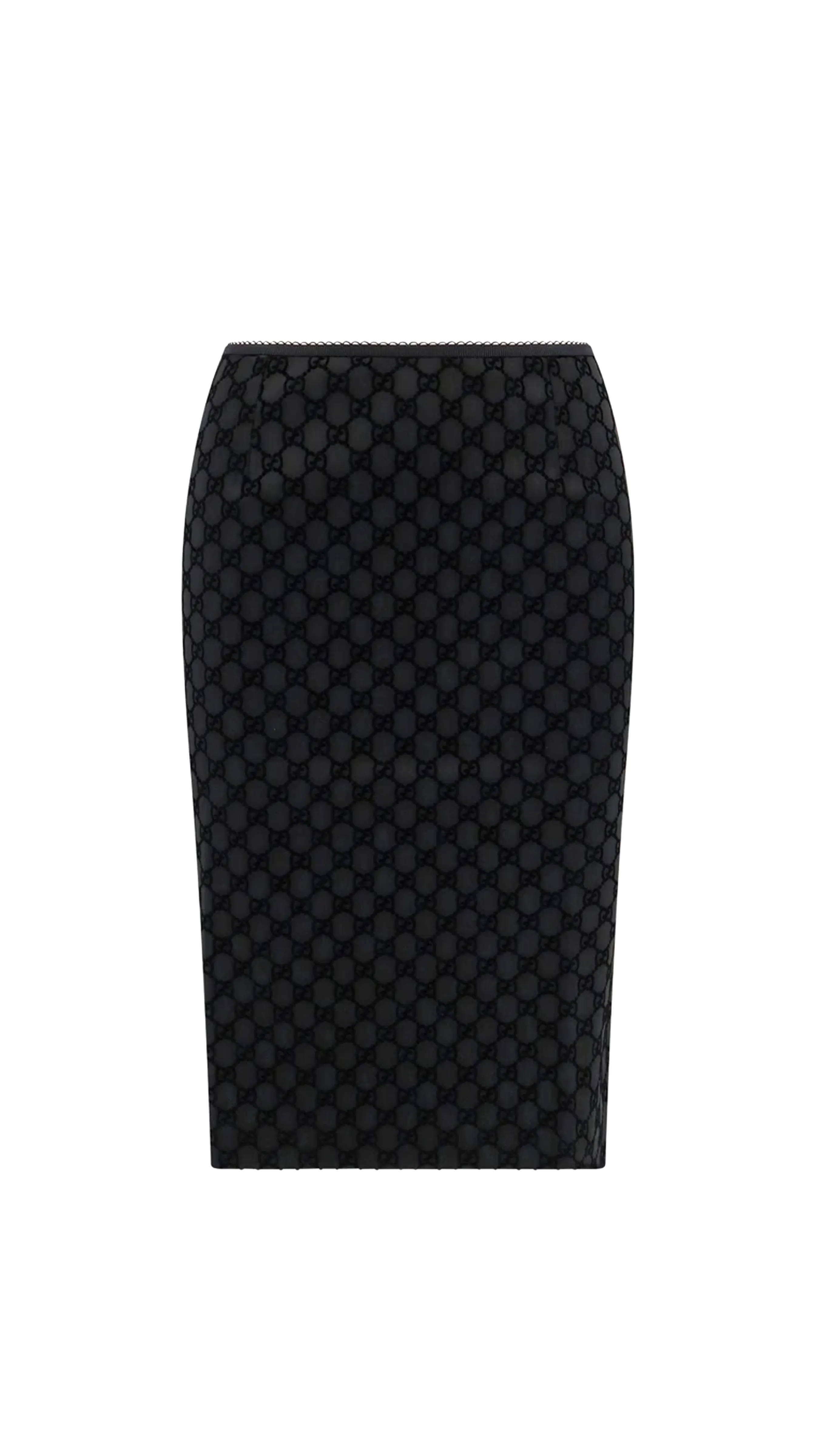 Gg Print Stretch Duchesse Skirt - Black