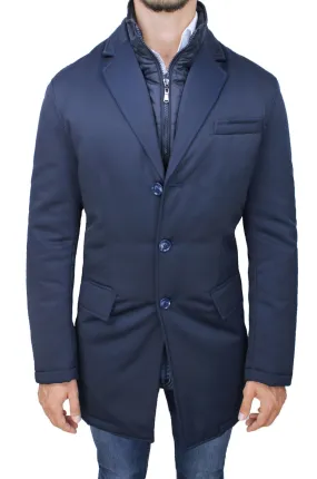 GIACCONE TRENCH UOMO CLASS SARTORIALE BLU SCURO SOPRABITO GIACCA INVERNALE