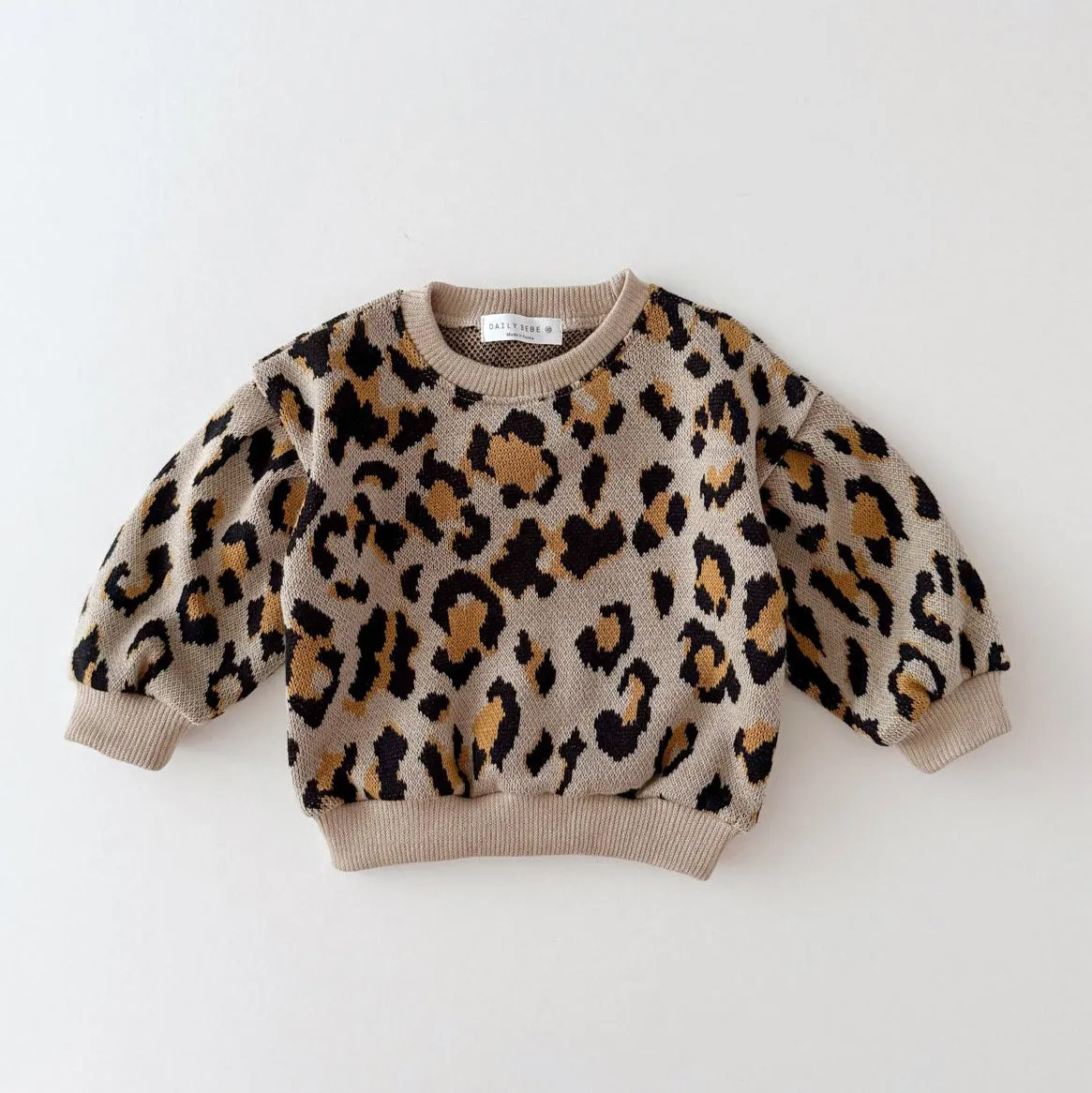 Girls Leopard Knitted Sweatshirt and Skirted Shorts Set (1-6y) - 2 Colors