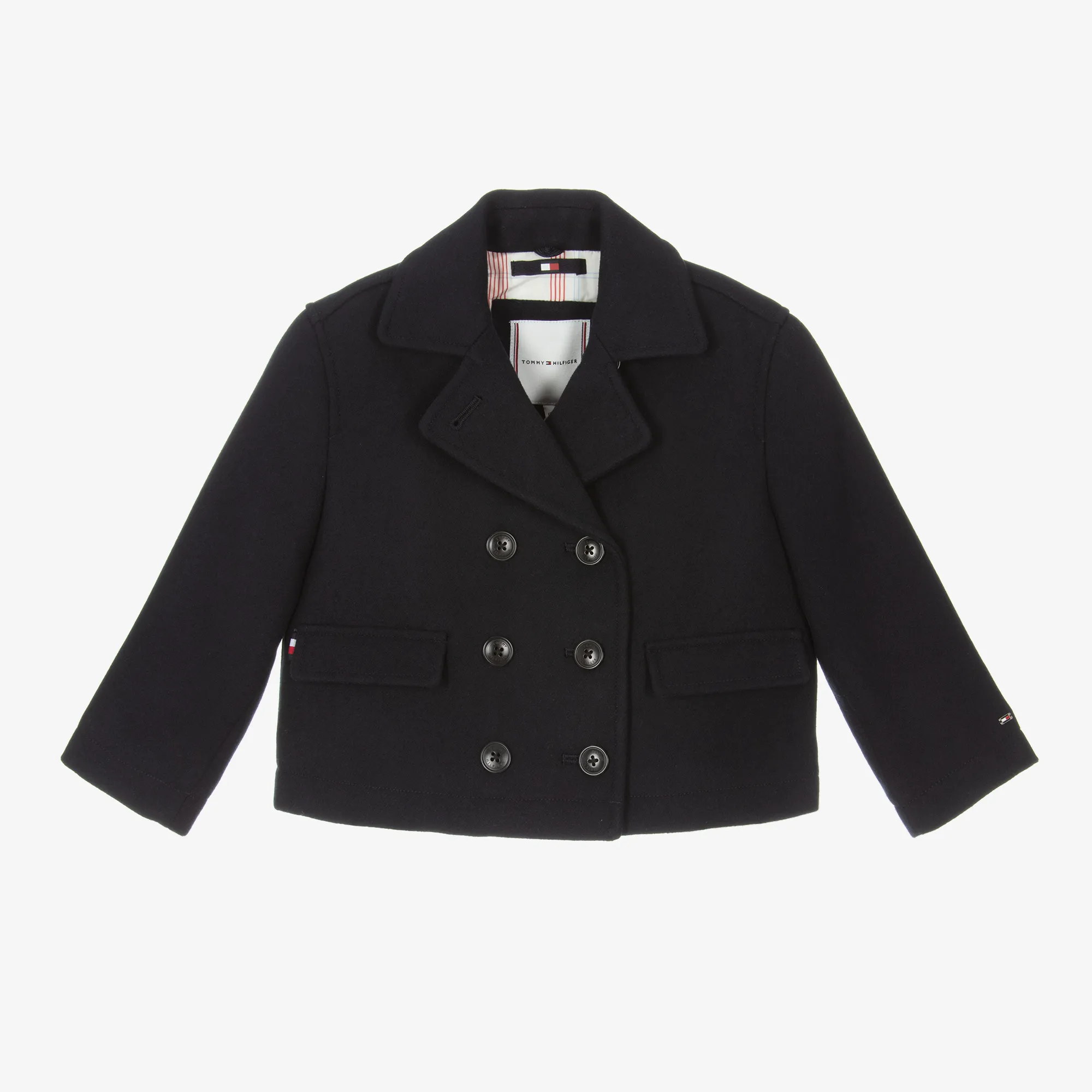 Girls Navy Blue Felted Peacoat