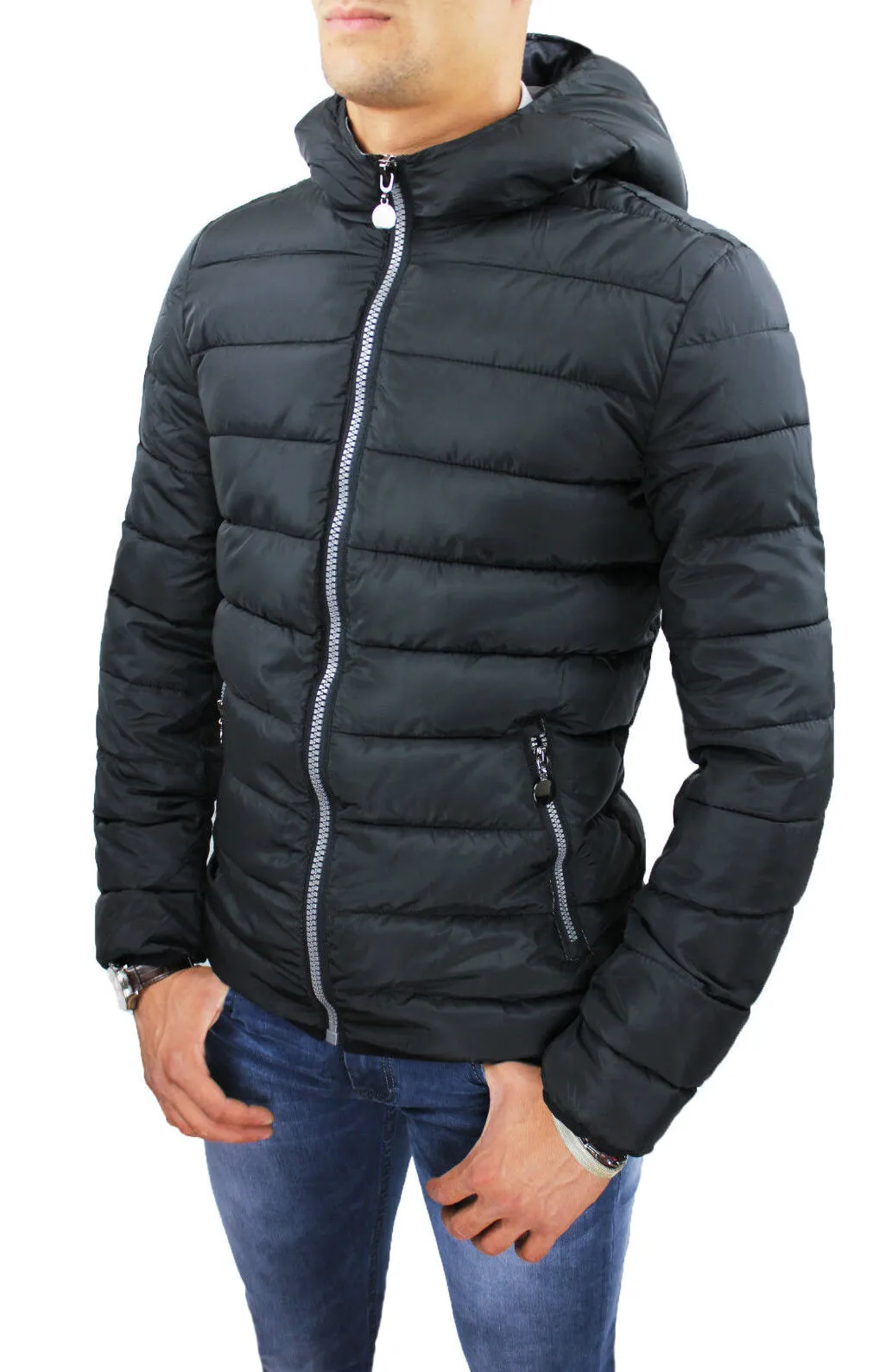 GIUBBOTTO PIUMINO UOMO NERO BOMBER GIACCA TRENCH IMPERMEABILE da S a 6XL