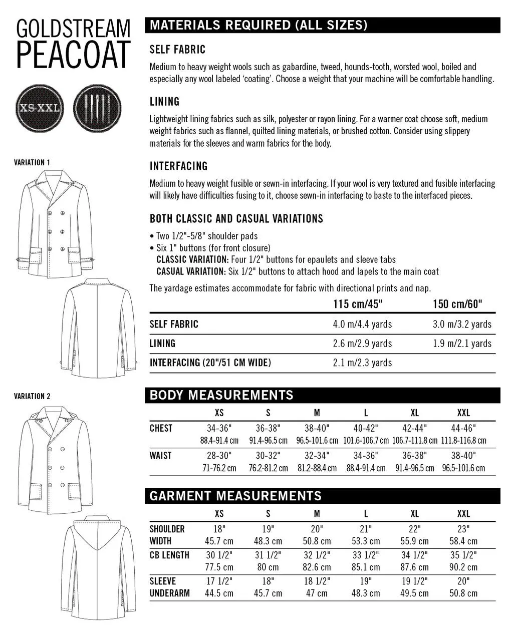 Goldstream Peacoat Pattern - Thread Theory