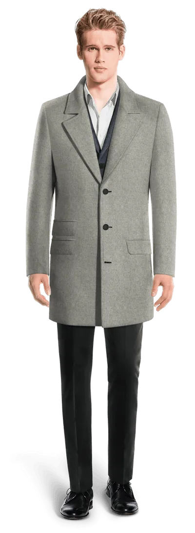 Grey Overcoat with contrasted Buttonthreads