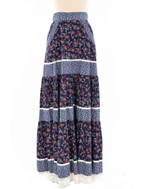 Gunne Sax Floral Printed Maxi Skirt