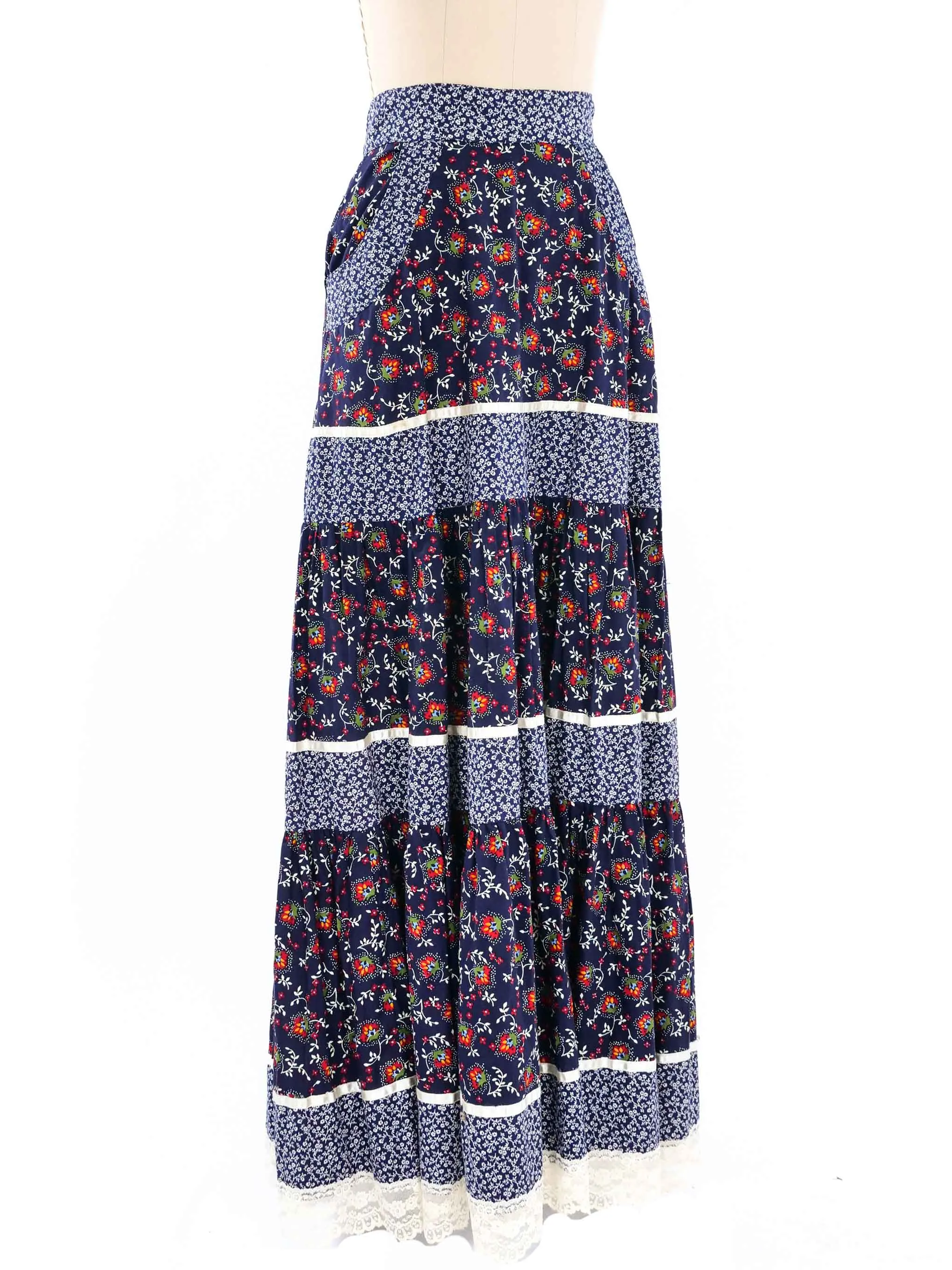 Gunne Sax Floral Printed Maxi Skirt