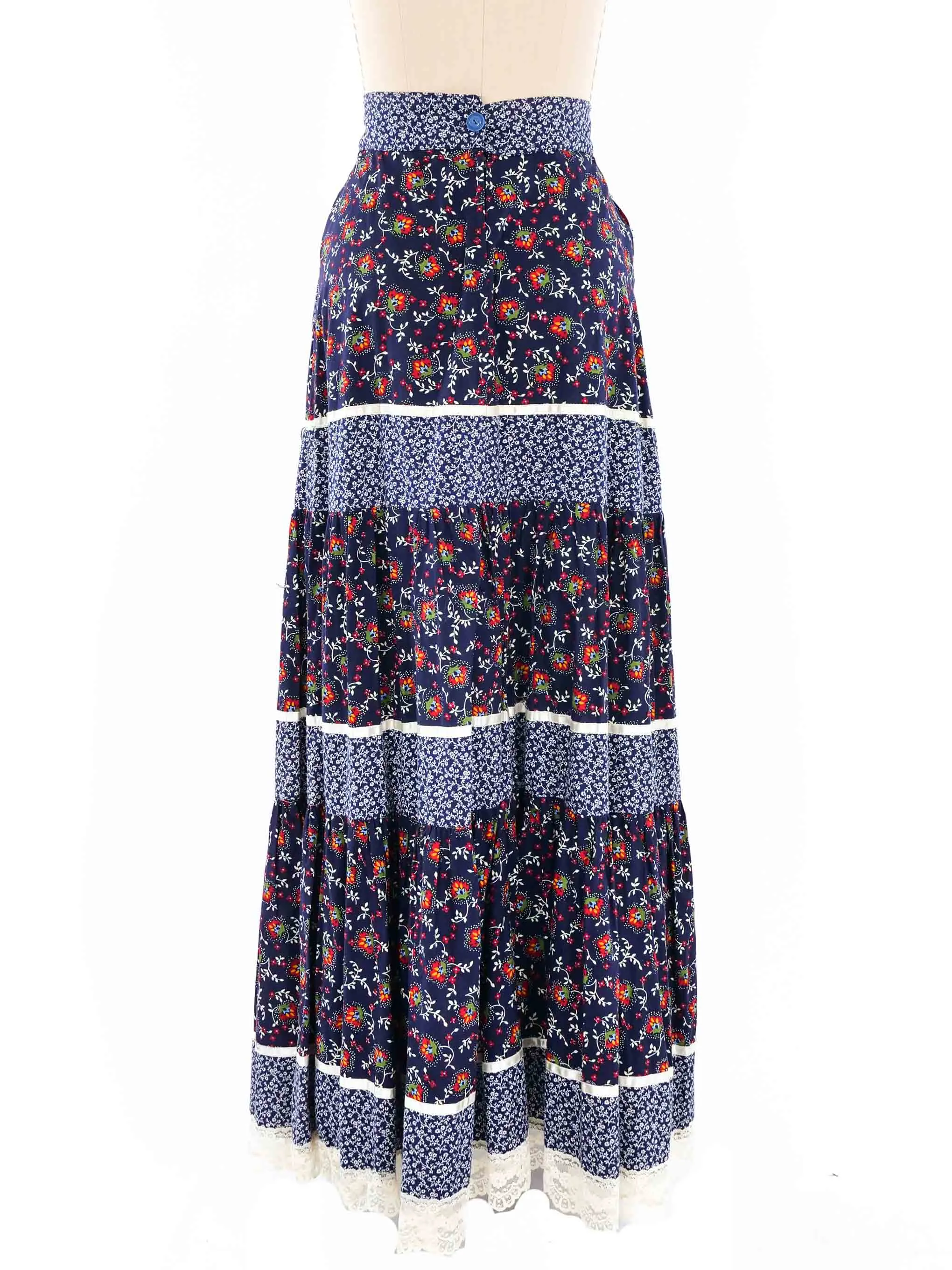 Gunne Sax Floral Printed Maxi Skirt