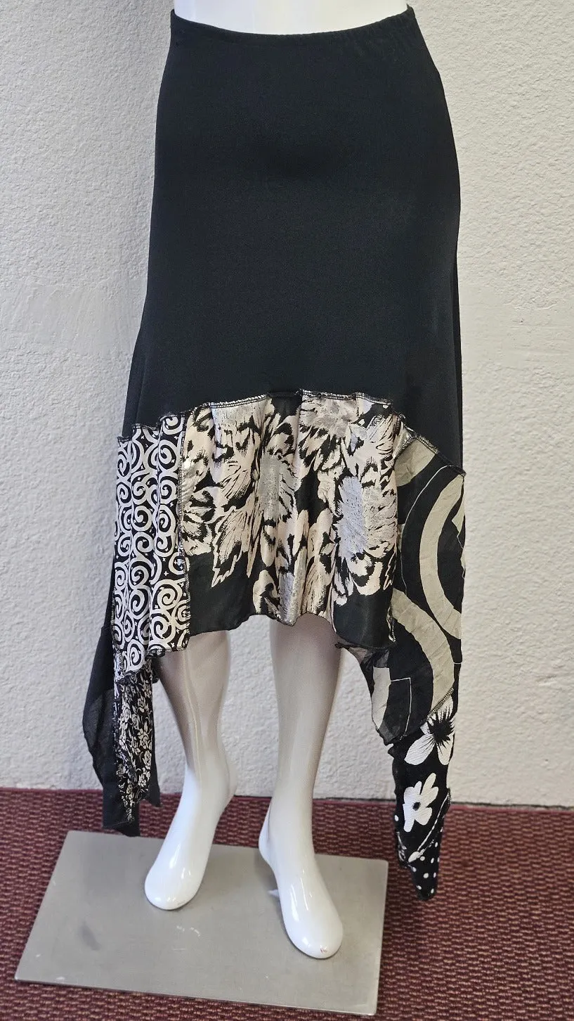 Handmade Black Jersey Asymmetrical Skirt